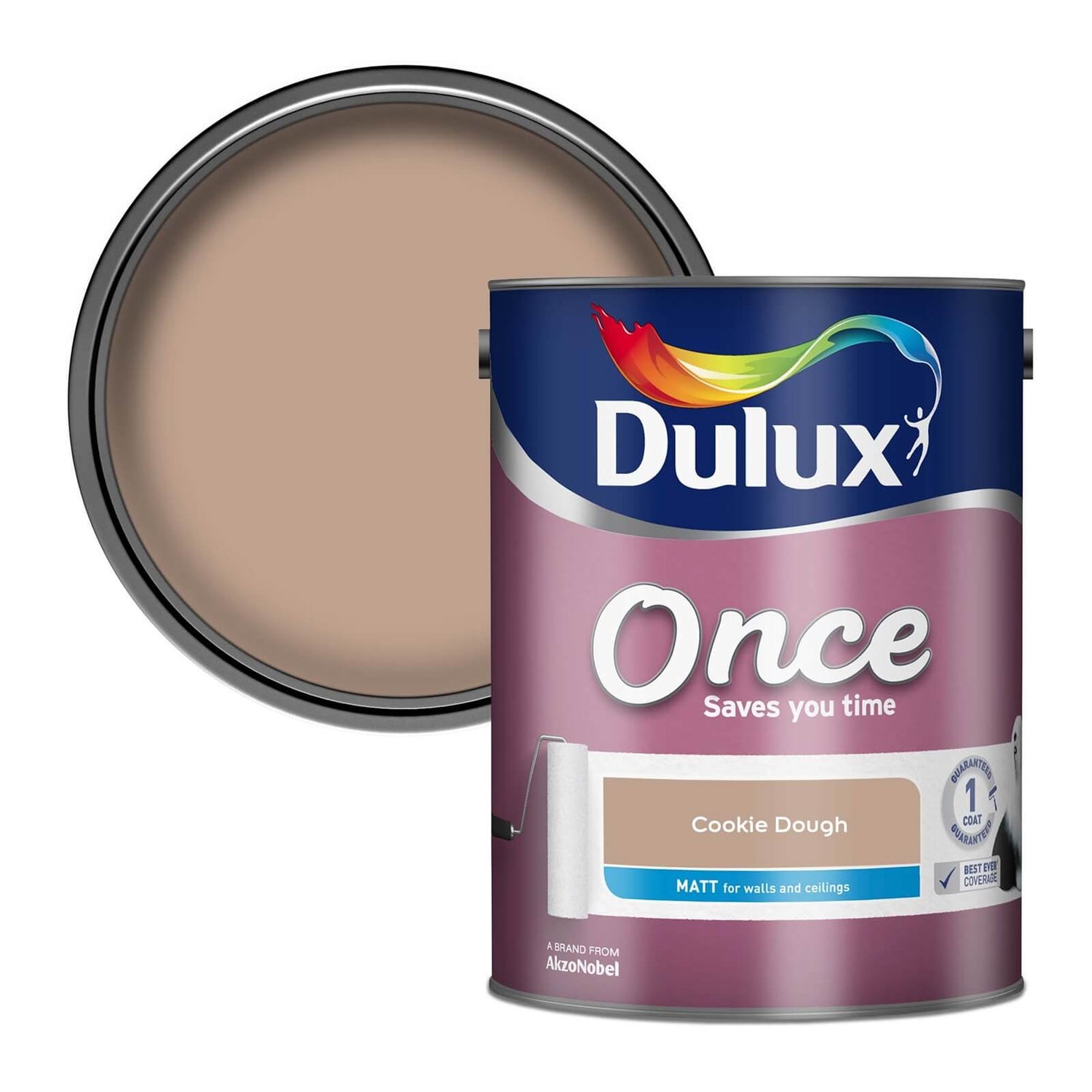 Dulux Once Cookie Dough Matt Emulsion Paint 5L Homebase
