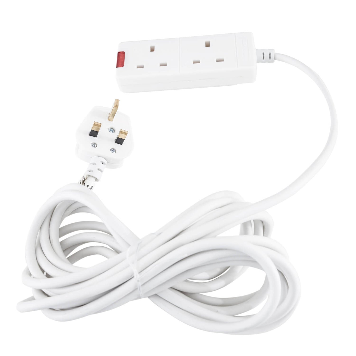 Masterplug 2 Socket Extension Lead 5m White Homebase