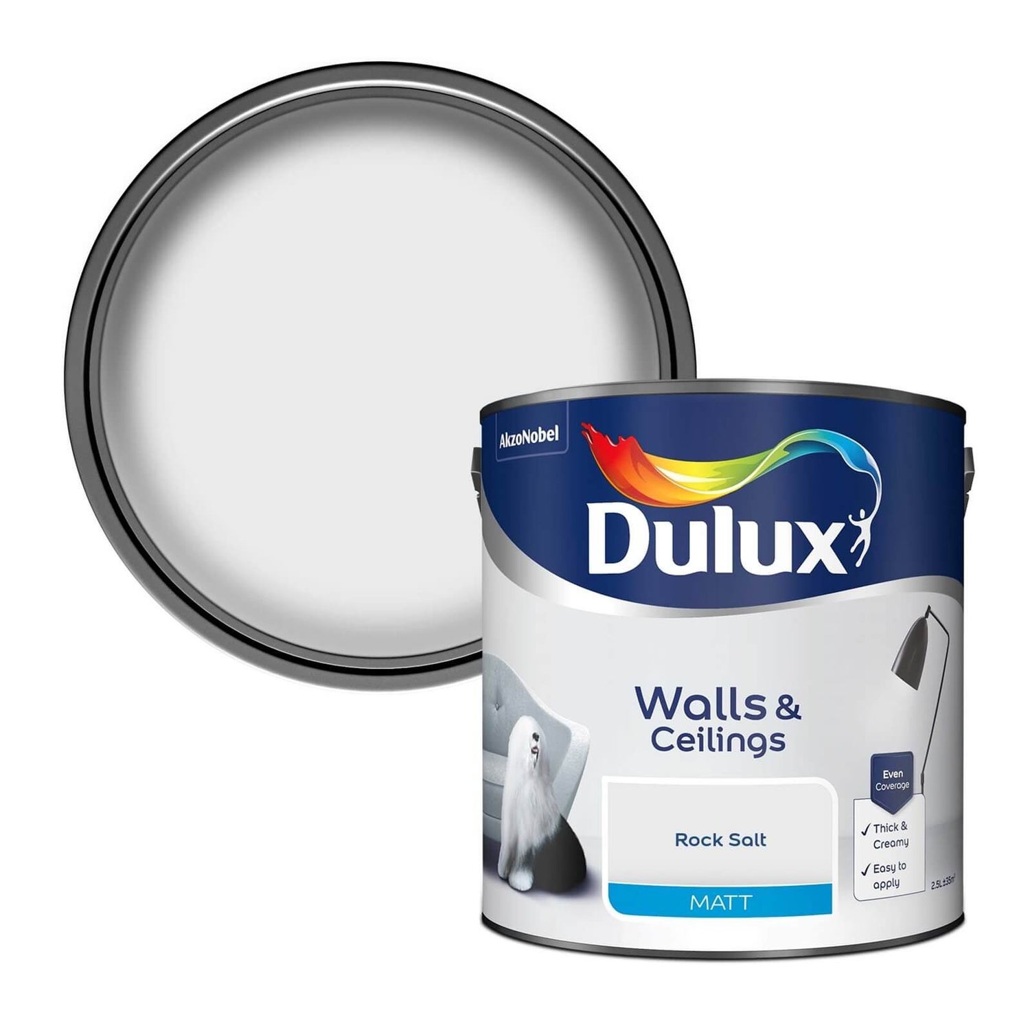 Dulux Matt Rock Salt Matt Emulsion Paint 2.5L Homebase
