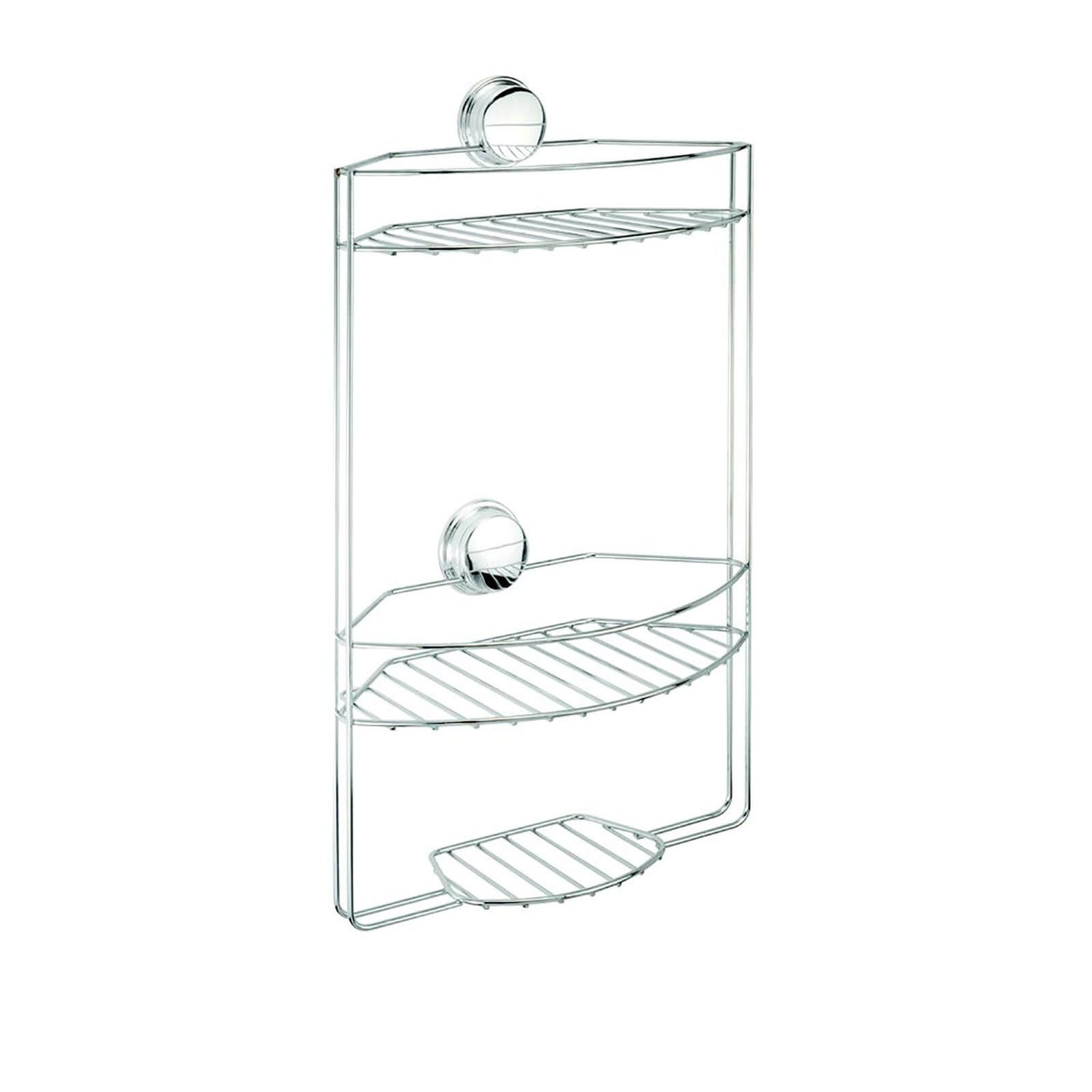 Croydex Stick N Lock 3 Tier Basket/Shower Caddy Chrome Homebase