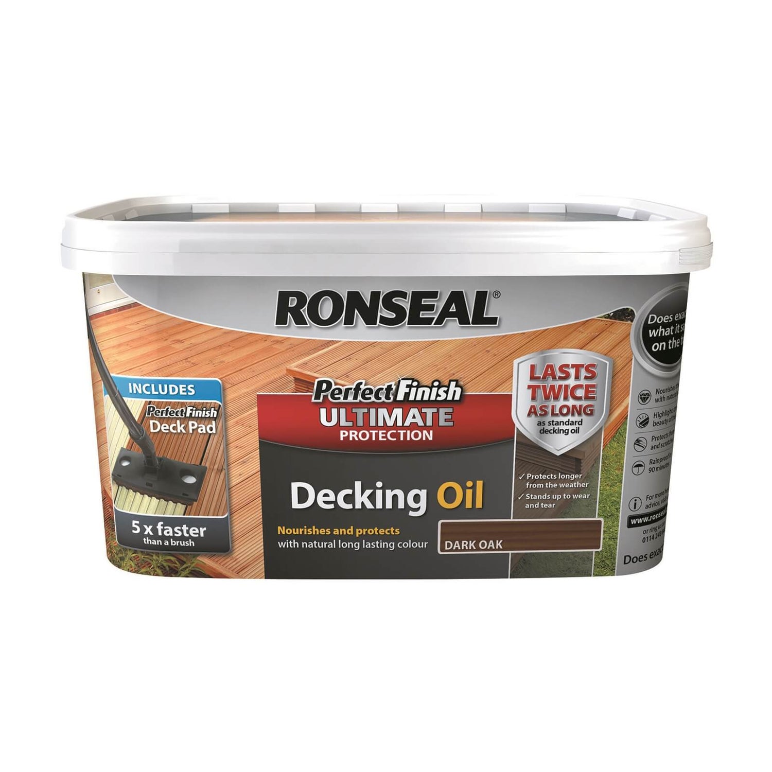 Ronseal Perfect Finish Ultimate Decking Stain Dark Oak - 2.5L | Homebase