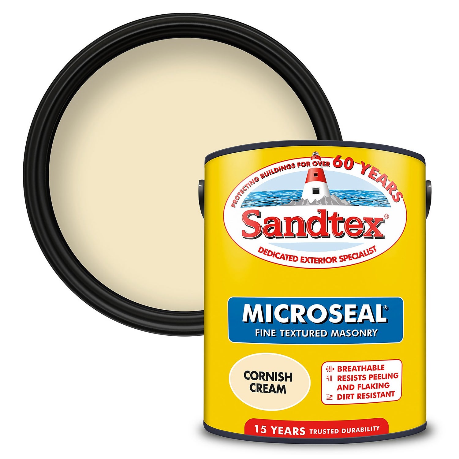 Sandtex Textured Masonry Paint - Cornish Cream - 5L | Homebase