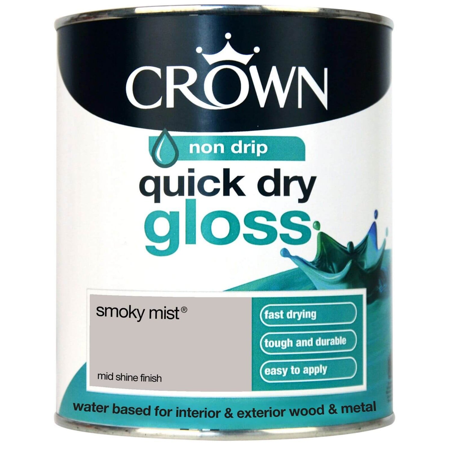 Crown Quick Drying Gloss Smoky Mist 750ml Homebase