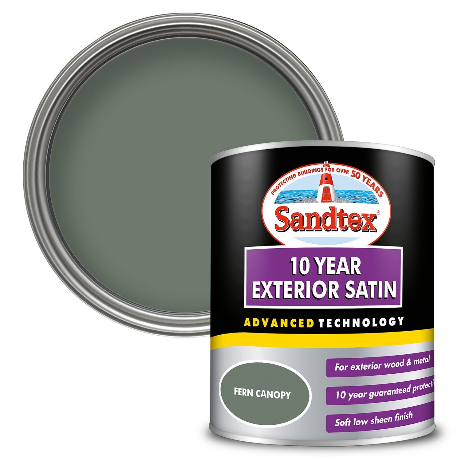 Sandtex Exterior 10 Year Satin Paint Fern Canopy 750ml Homebase