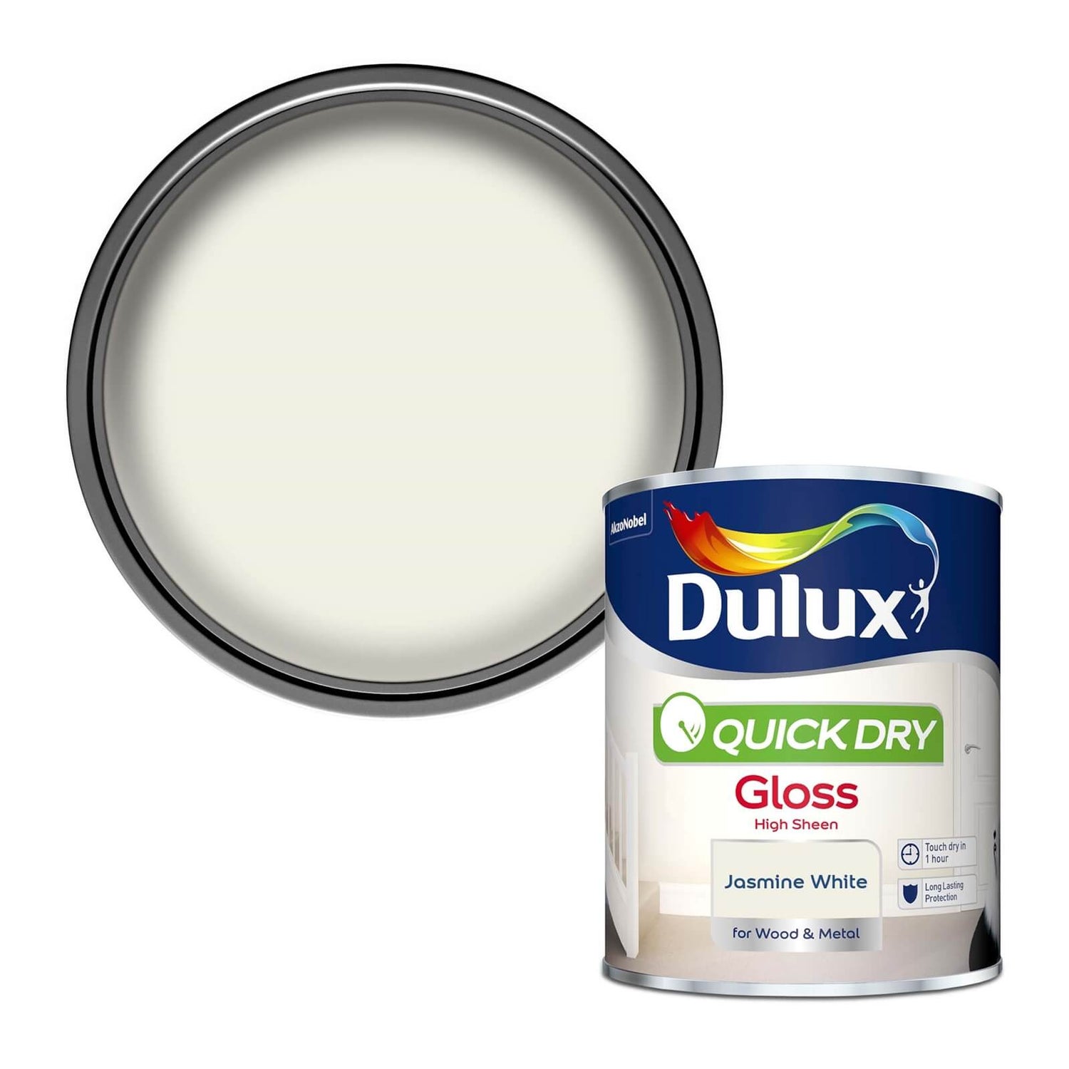 Dulux Jasmine White Quick Dry Gloss 750ml Homebase