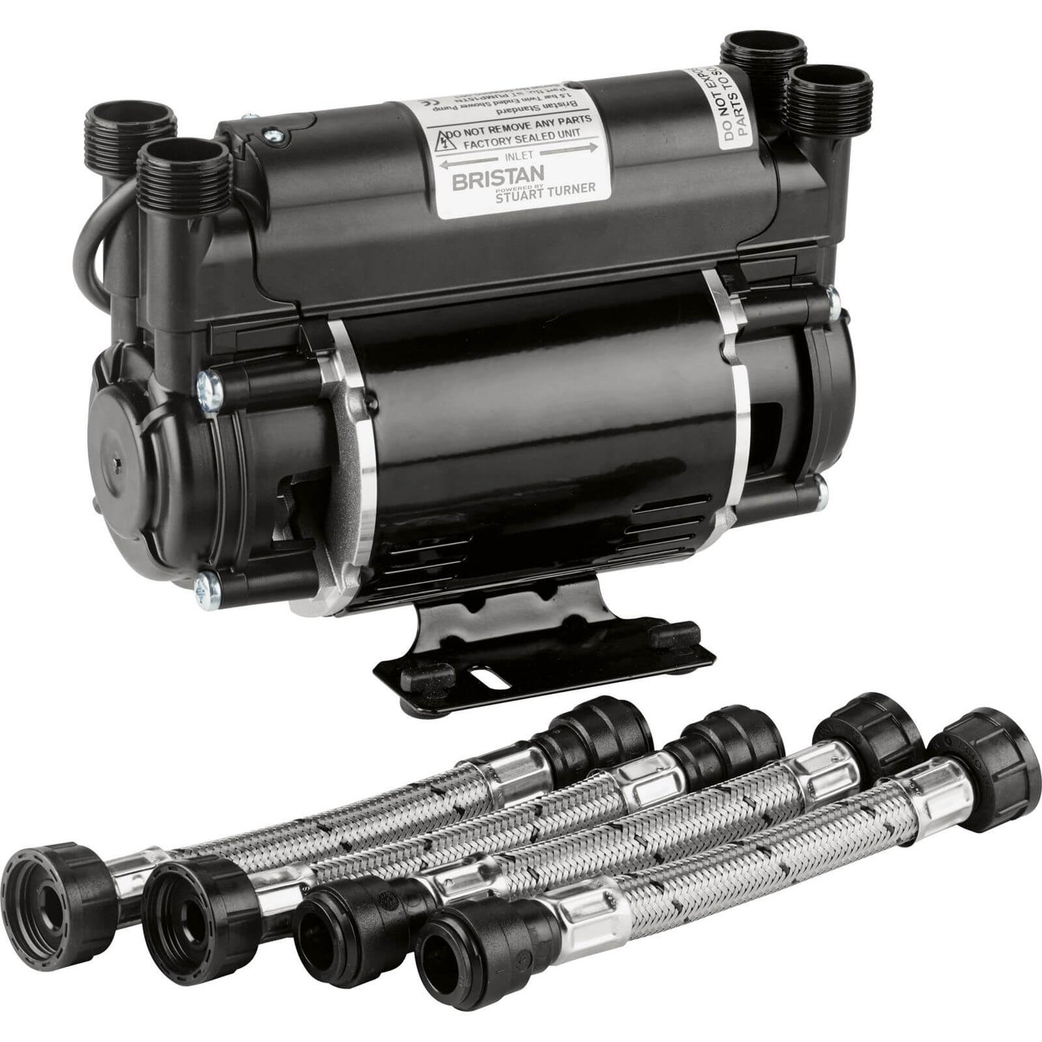 Bristan 1.5 Bar Twin Impeller End Shower Pump - Black.