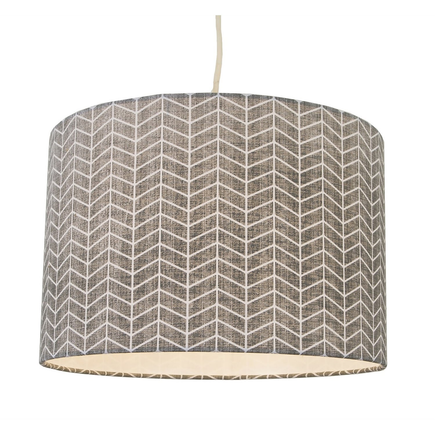 Hadley Herringbone Geometric Printed Lamp Shade Grey Homebase