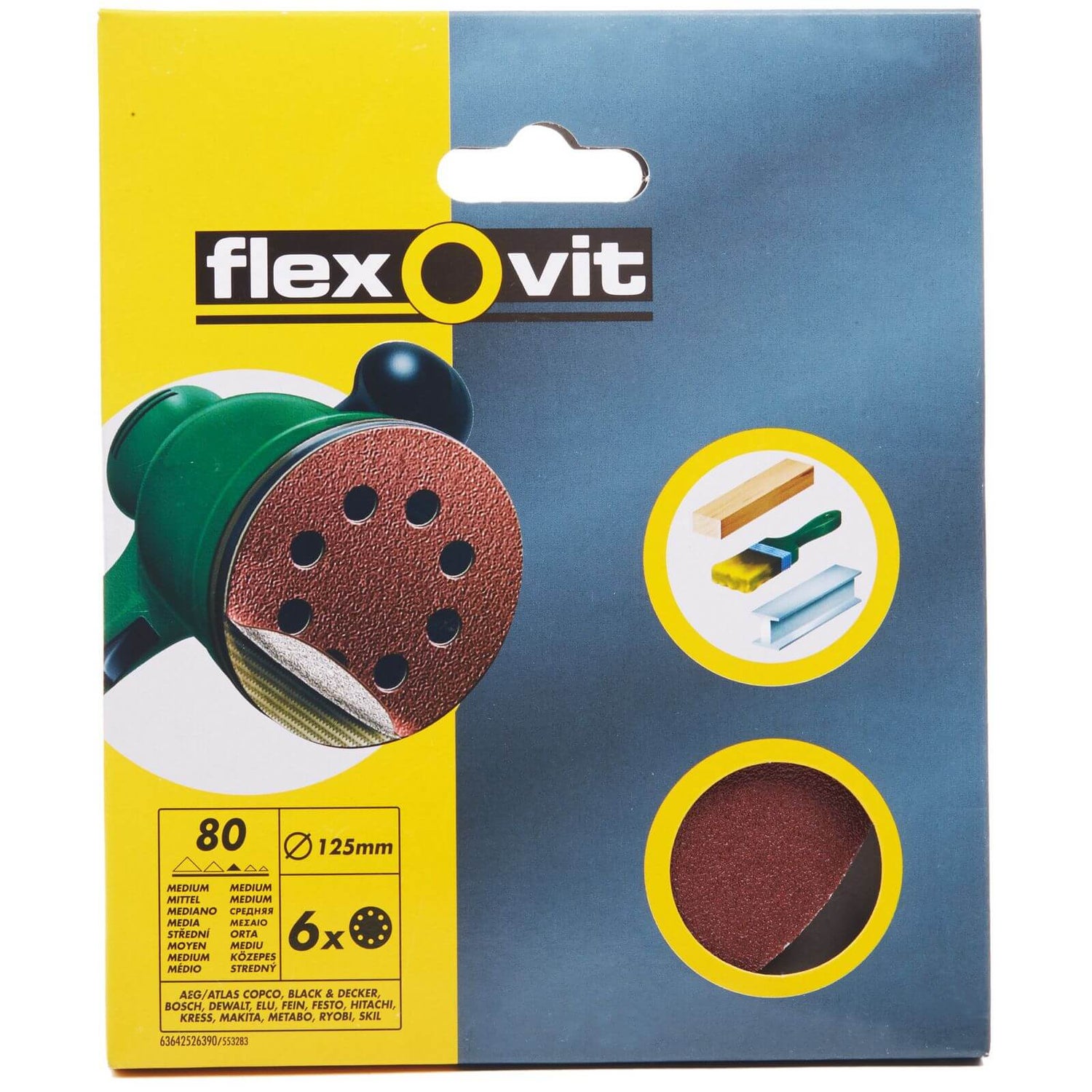 Flexovit Eccentric 80G Sanding Discs 125mm 6 Pack Homebase