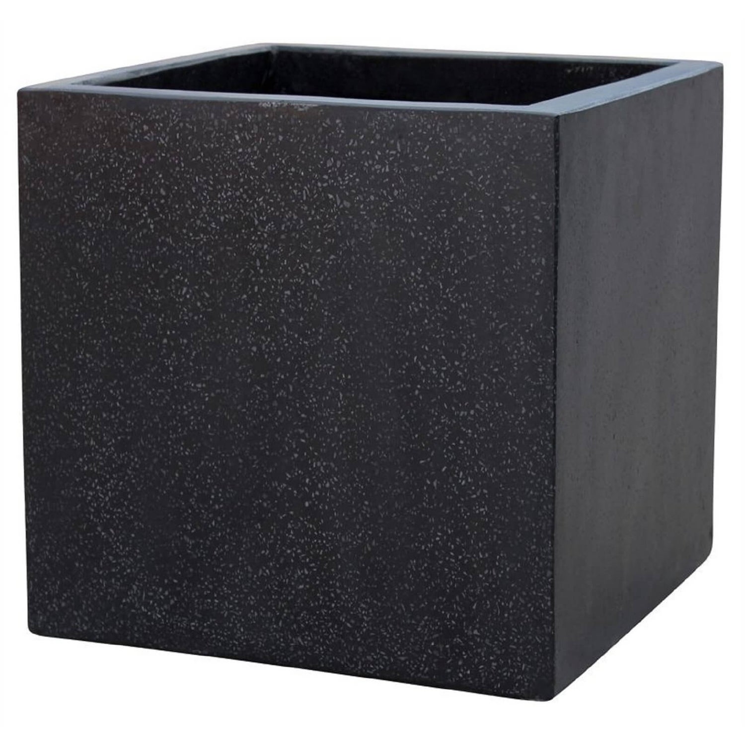 Plaza Cube Planter in Black 44cm Homebase