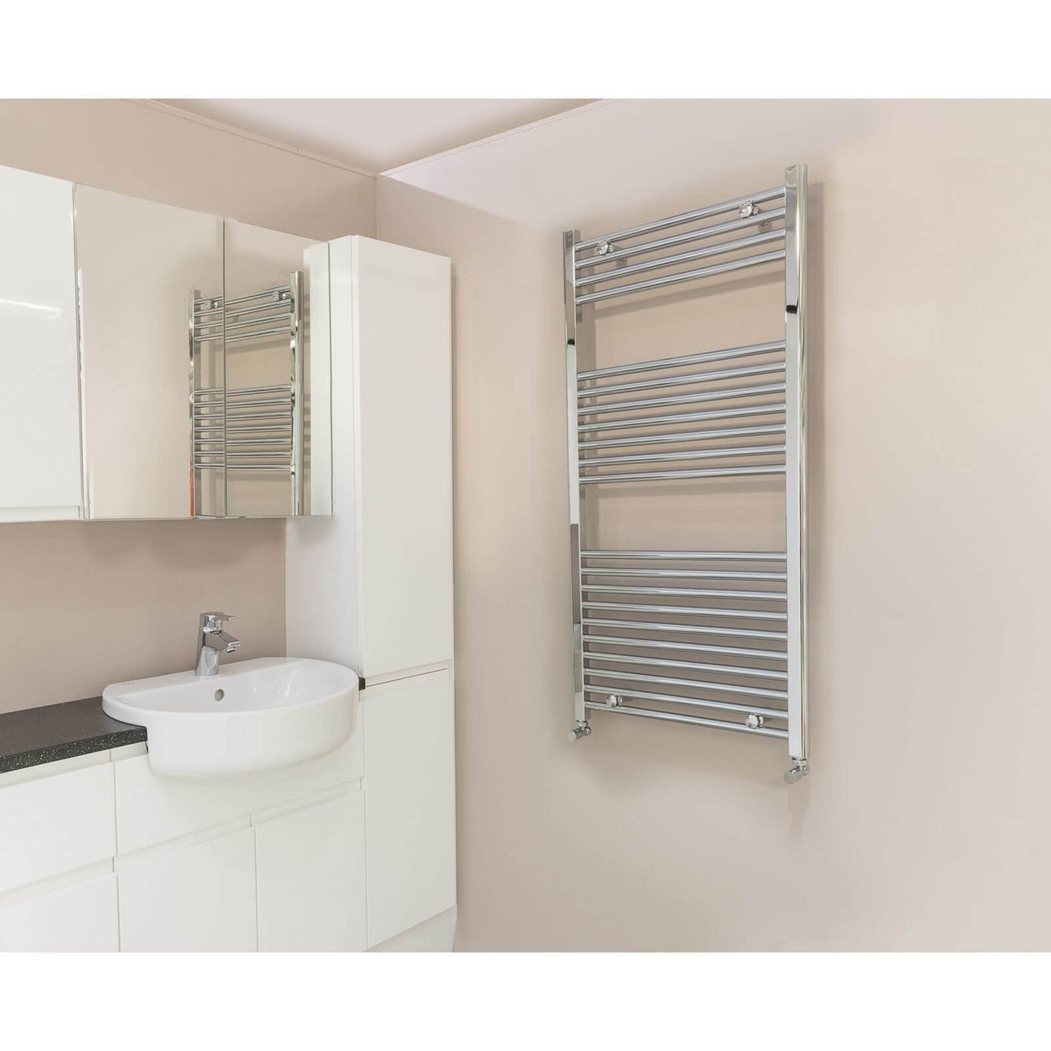 Chrome Curved Heated Towel Rail 500x1200 mm Homebase
