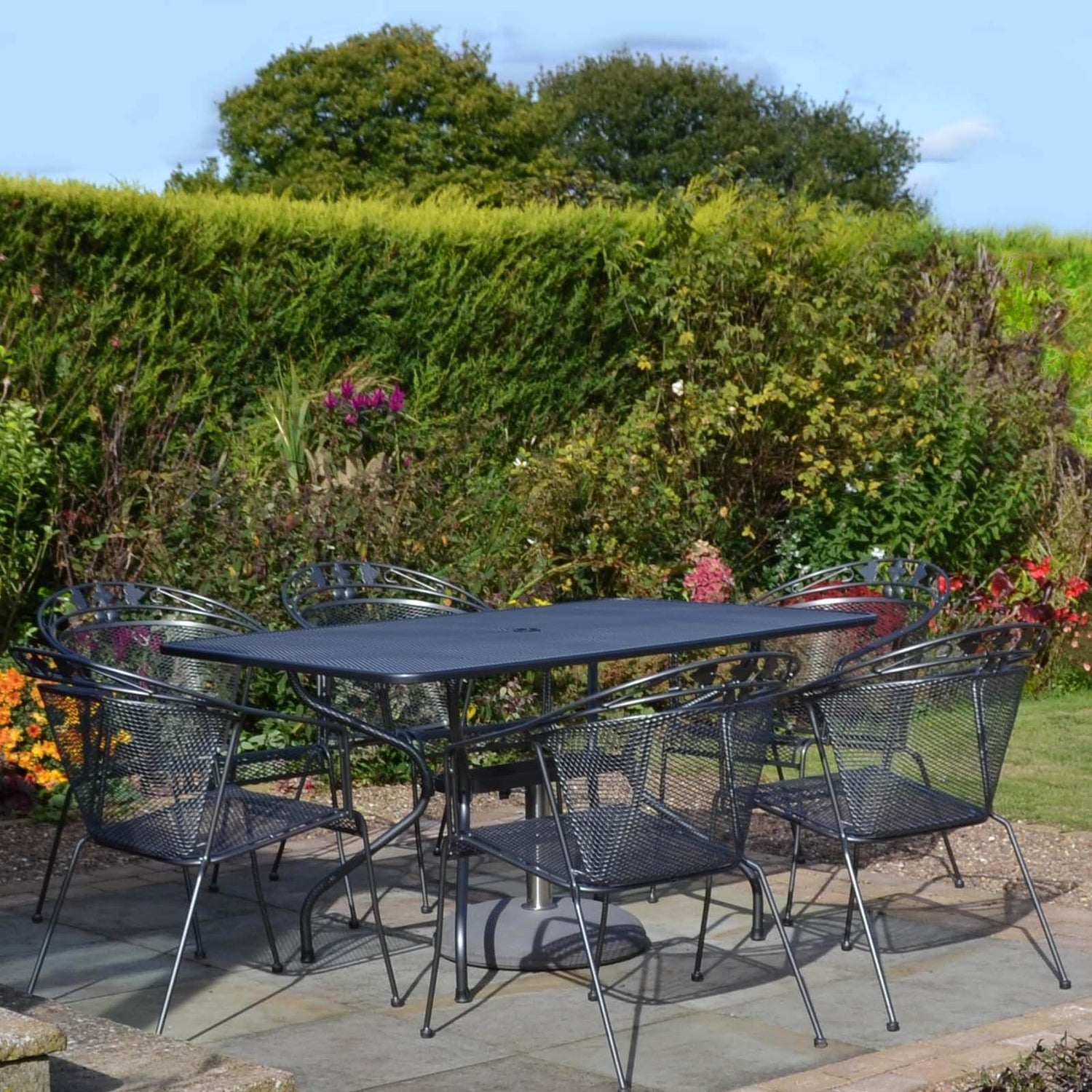 Royal Garden Elegance Metal 6 Seater Rectangular Garden Furniture Set