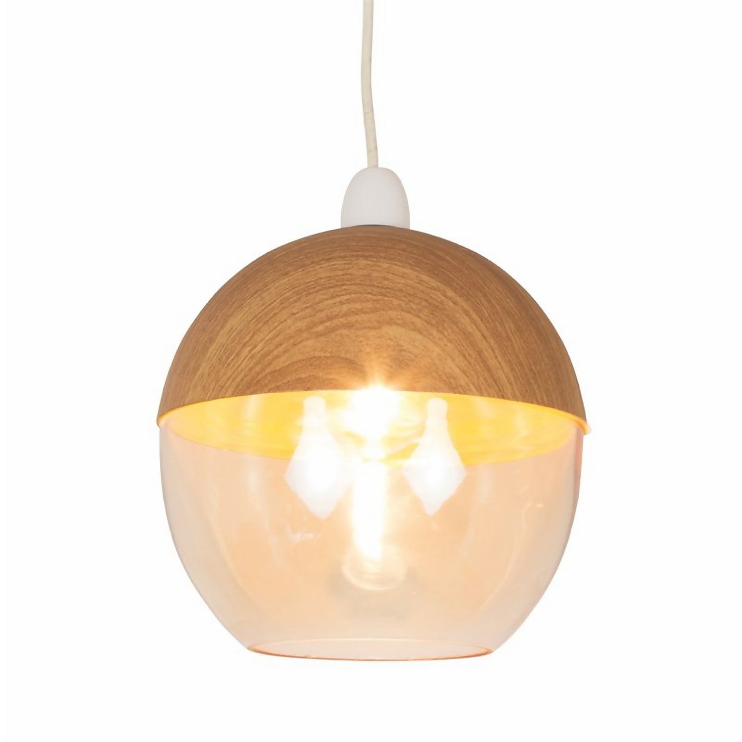 Hope Easy Fit Pendant Light Shade Wood and Glass Homebase