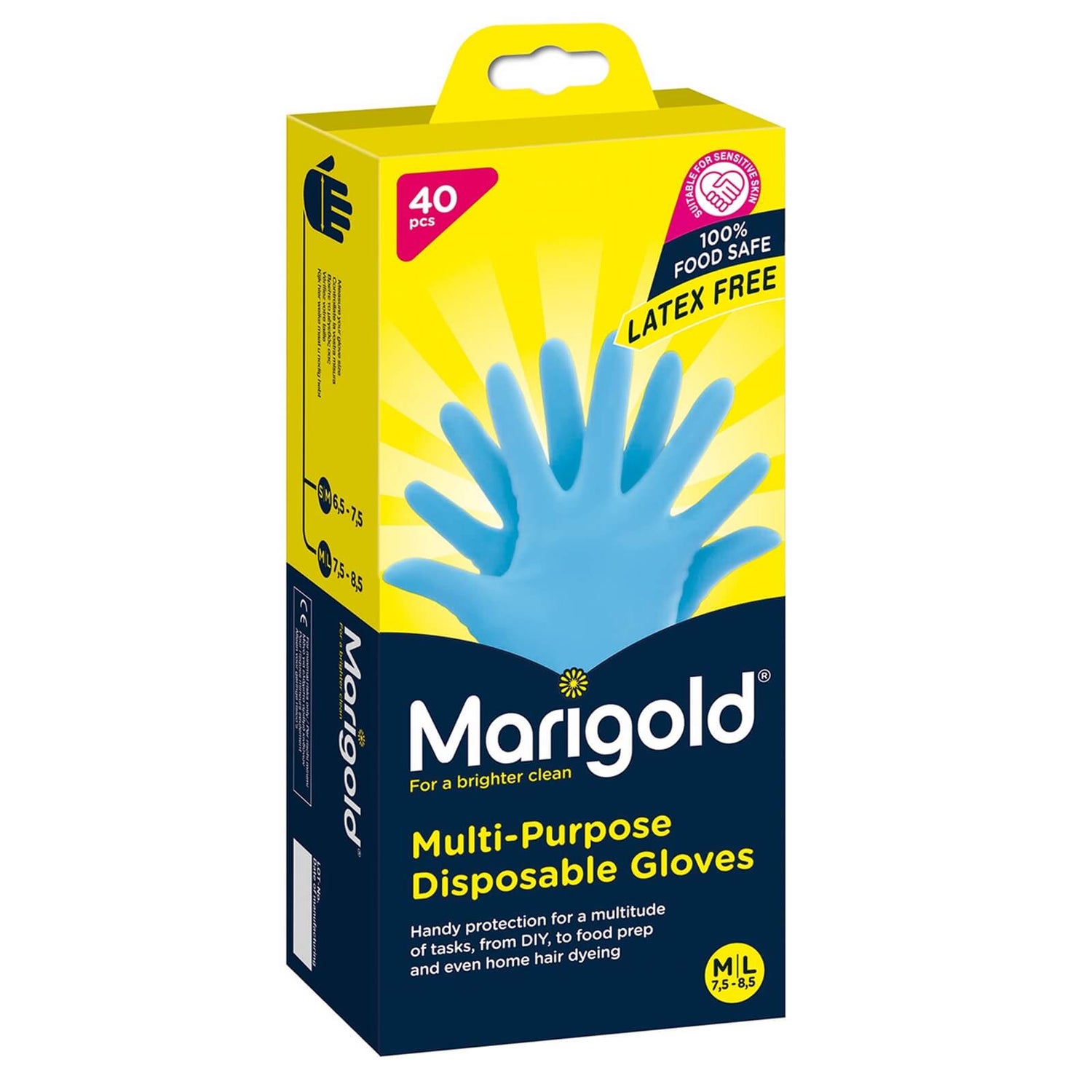 Marigold MultiPurpose Disposable Nitrile Gloves Pack of 40 Homebase