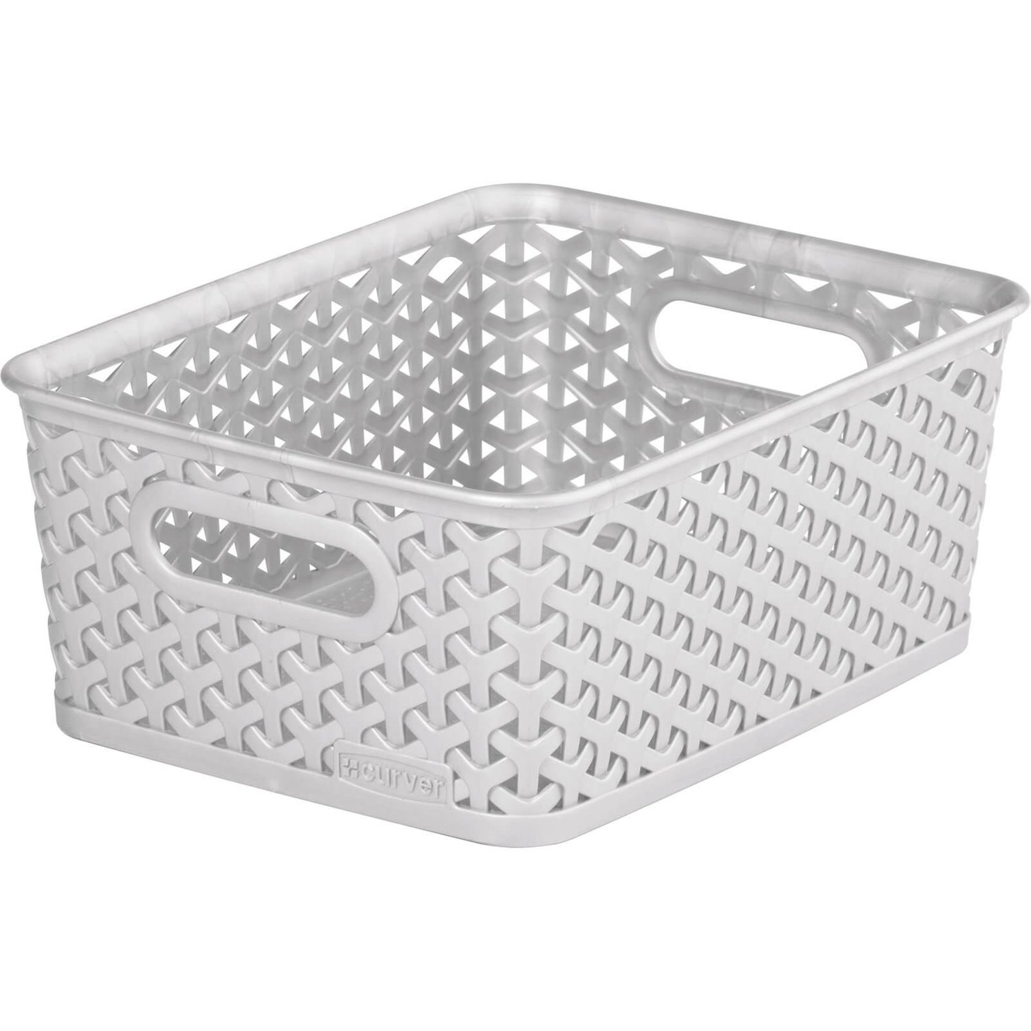 Curver My Style Small Rectangular Plastic Storage Basket Grey 4L