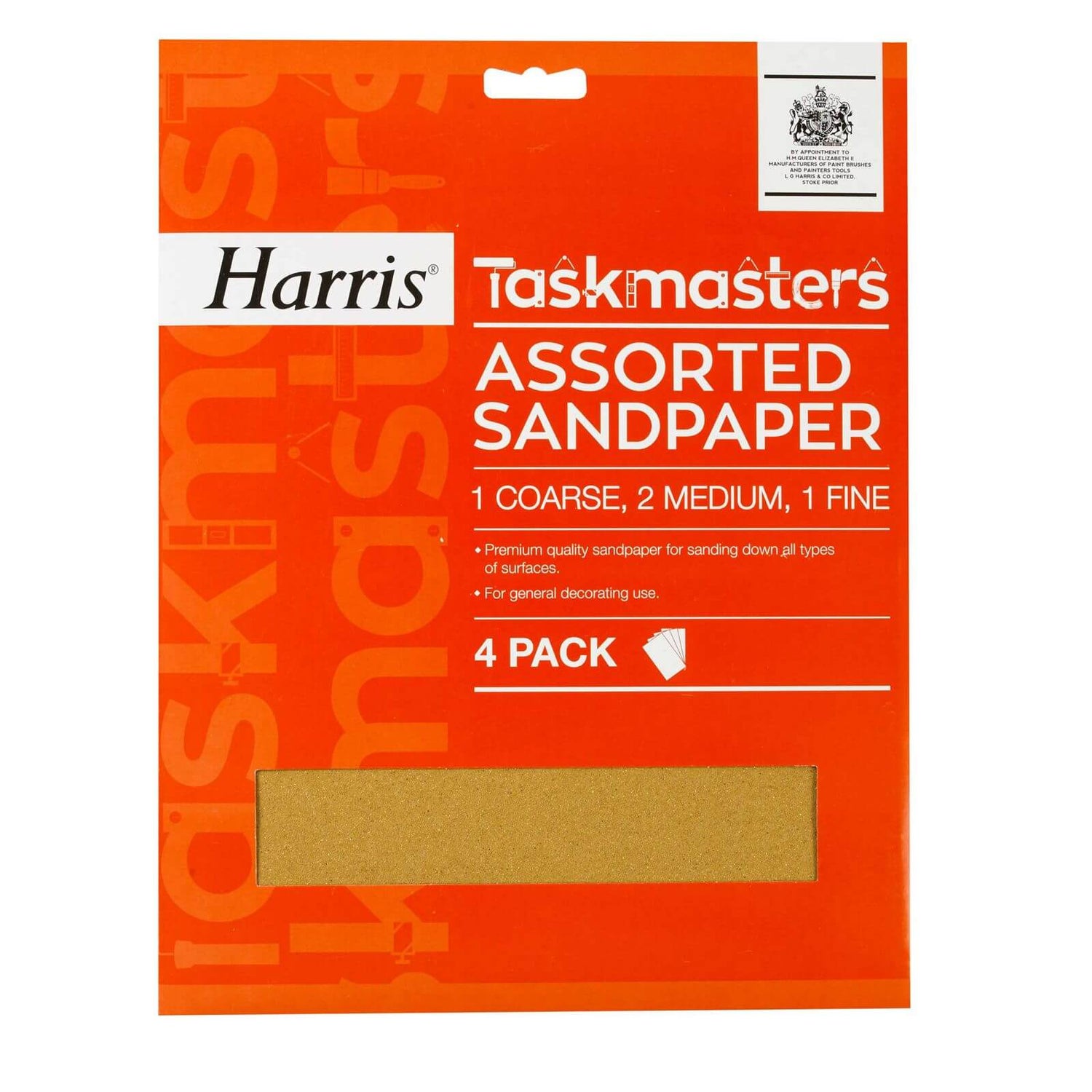 Harris Taskmasters Assorted Sandpaper 4 Pack Homebase