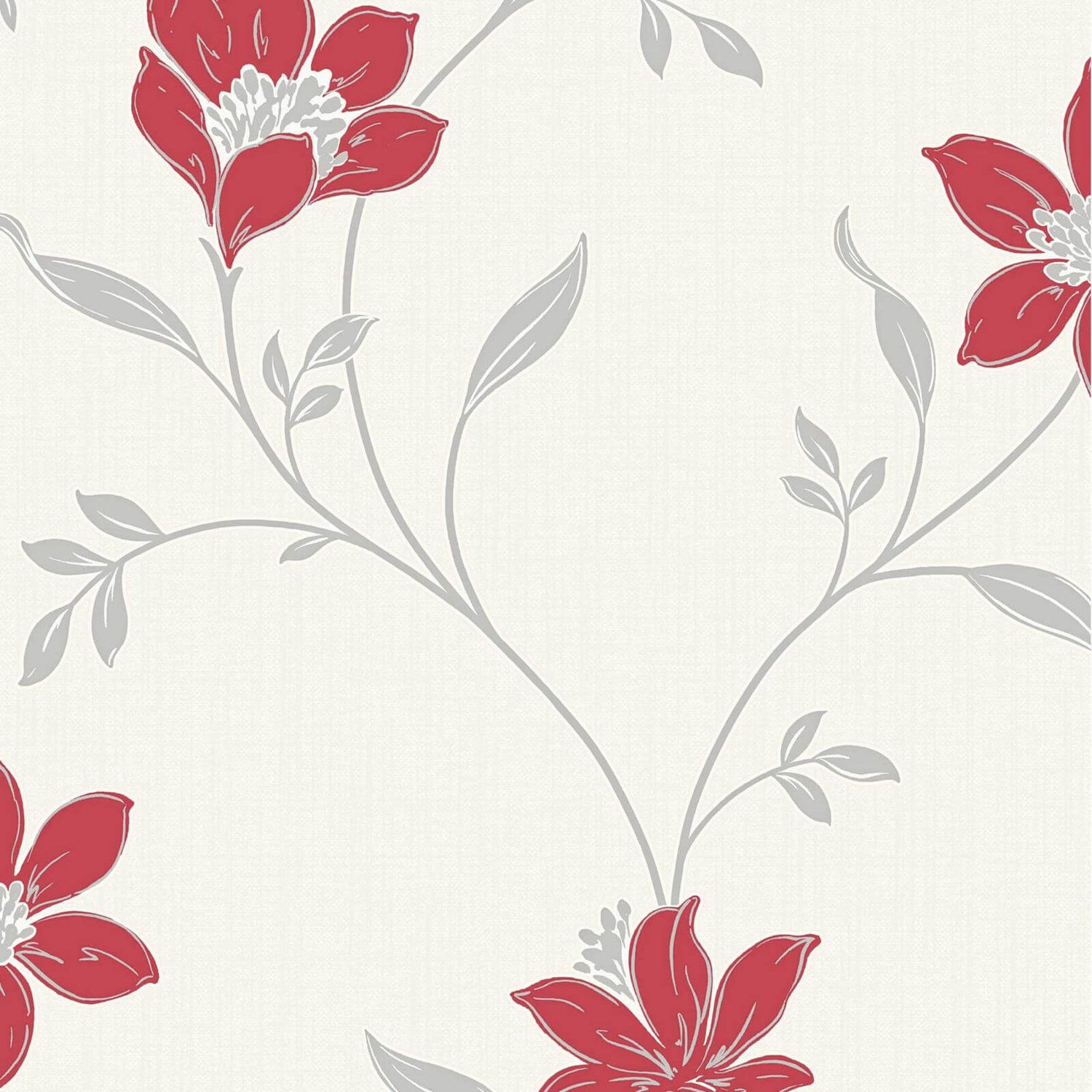 Superfresco Amelia Floral Red & Silver Wallpaper Homebase