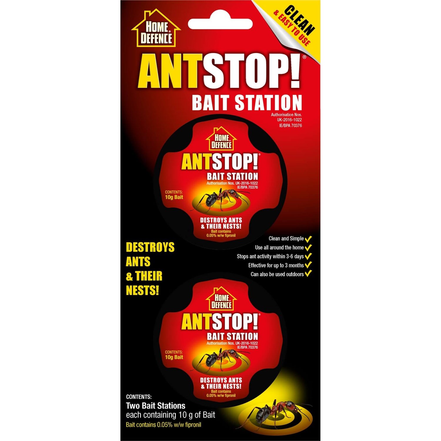 Home Defence Ant Stop! Bait Station Ant Traps (Pack of 2) Homebase