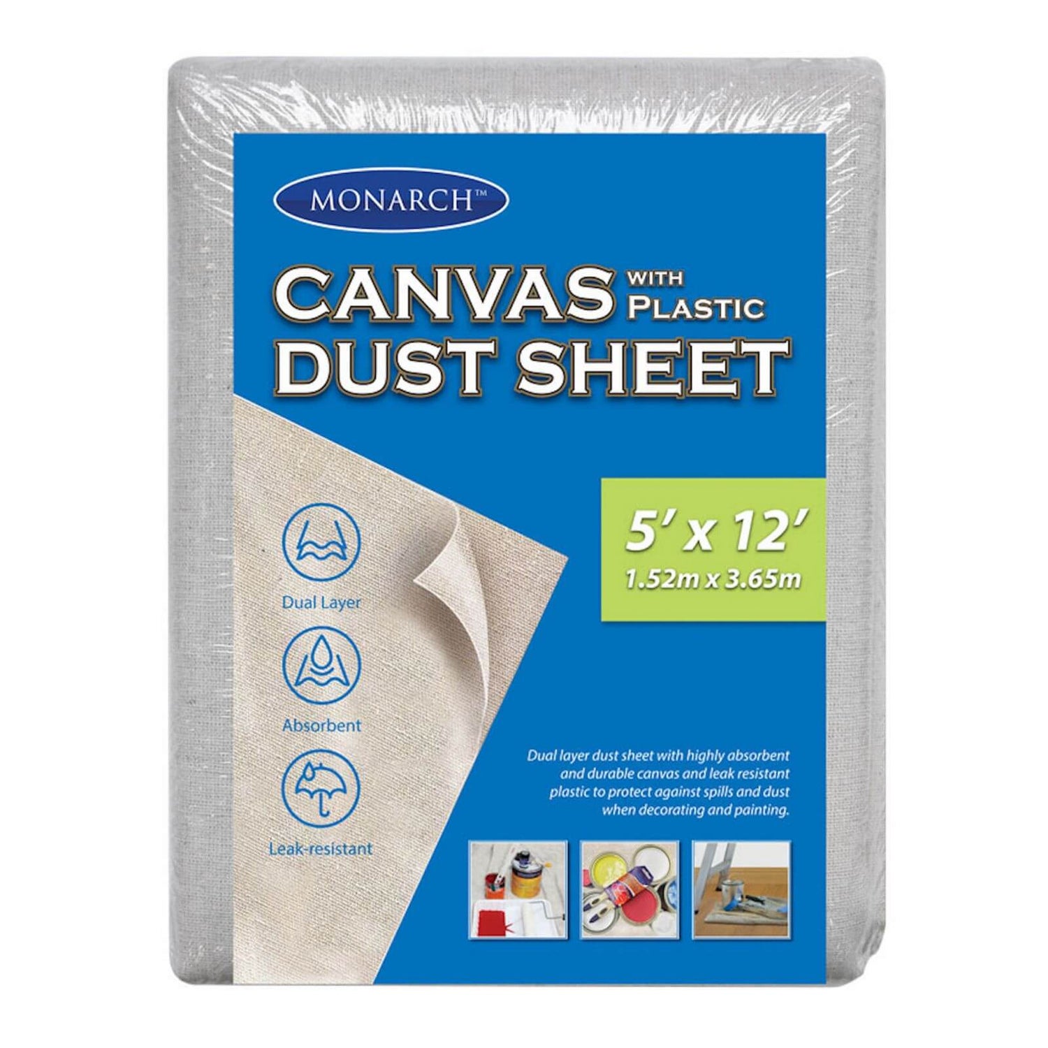 Monarch Canvas Plastic Drop Sheet 5 x 12 Homebase