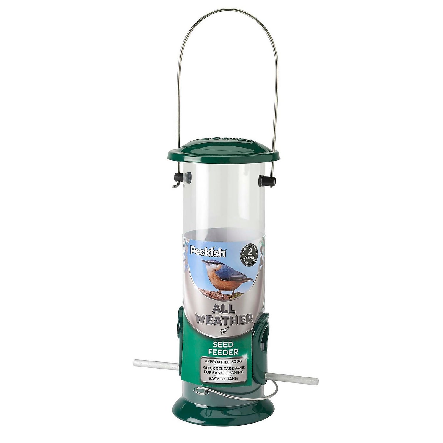 Peckish All Weather 3 Wild Bird Seed Feeder Green Homebase
