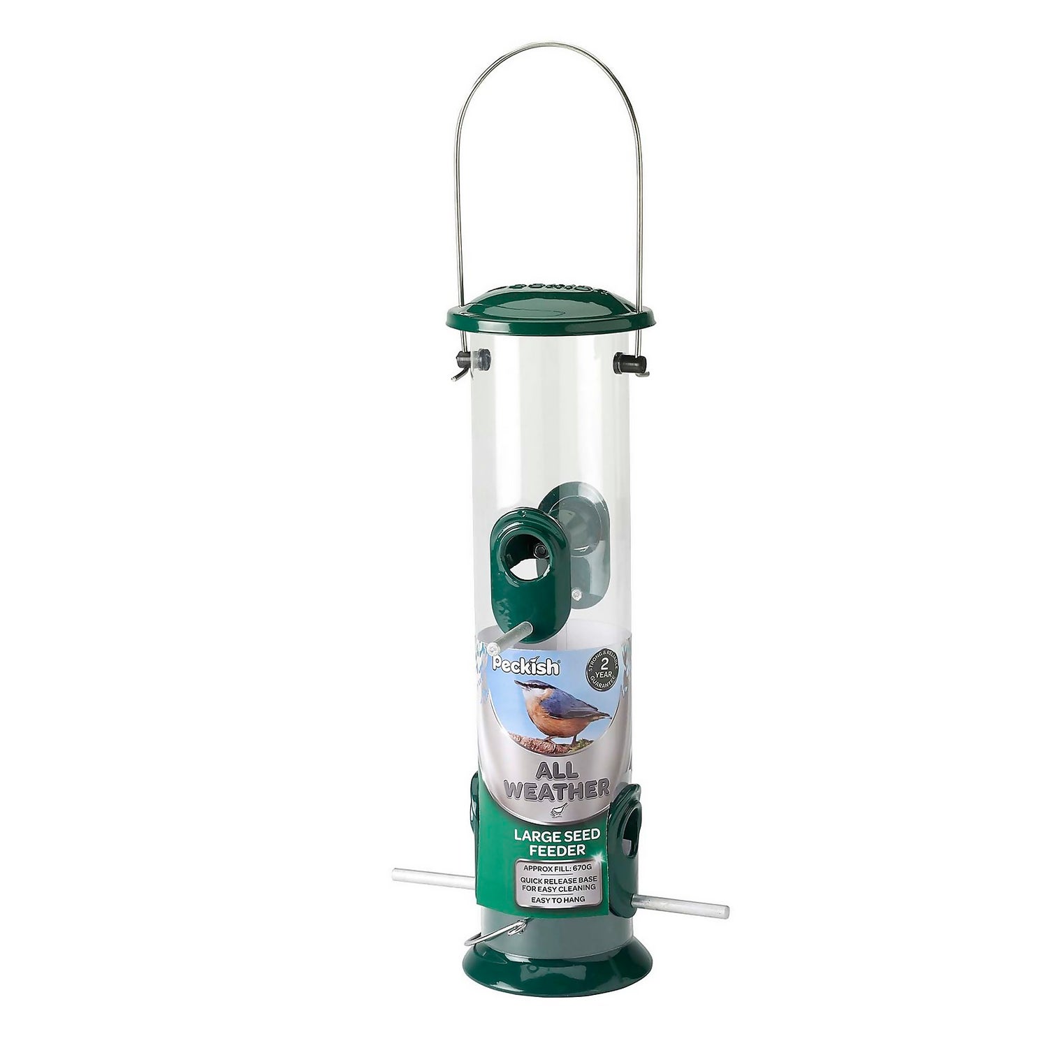 Peckish All Weather Large Seed Wild Bird Feeder Green Homebase