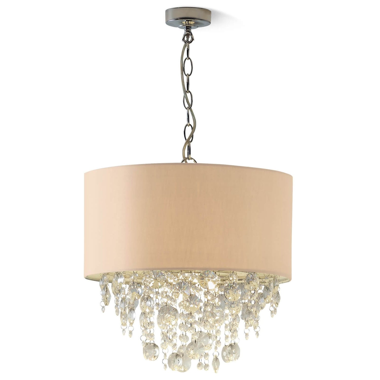 Wedmore Ceiling Light Shade with Crystal Droplets Cream Homebase