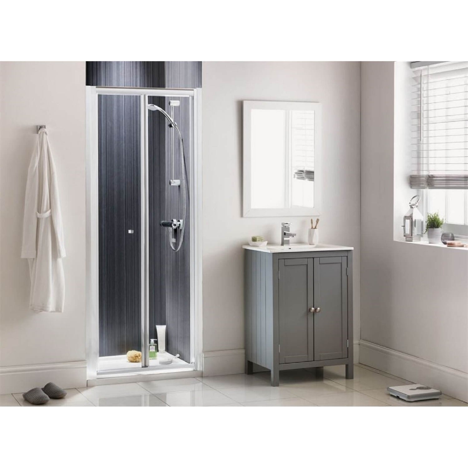 Mondella BiFold Shower Door 800mm Silver Homebase