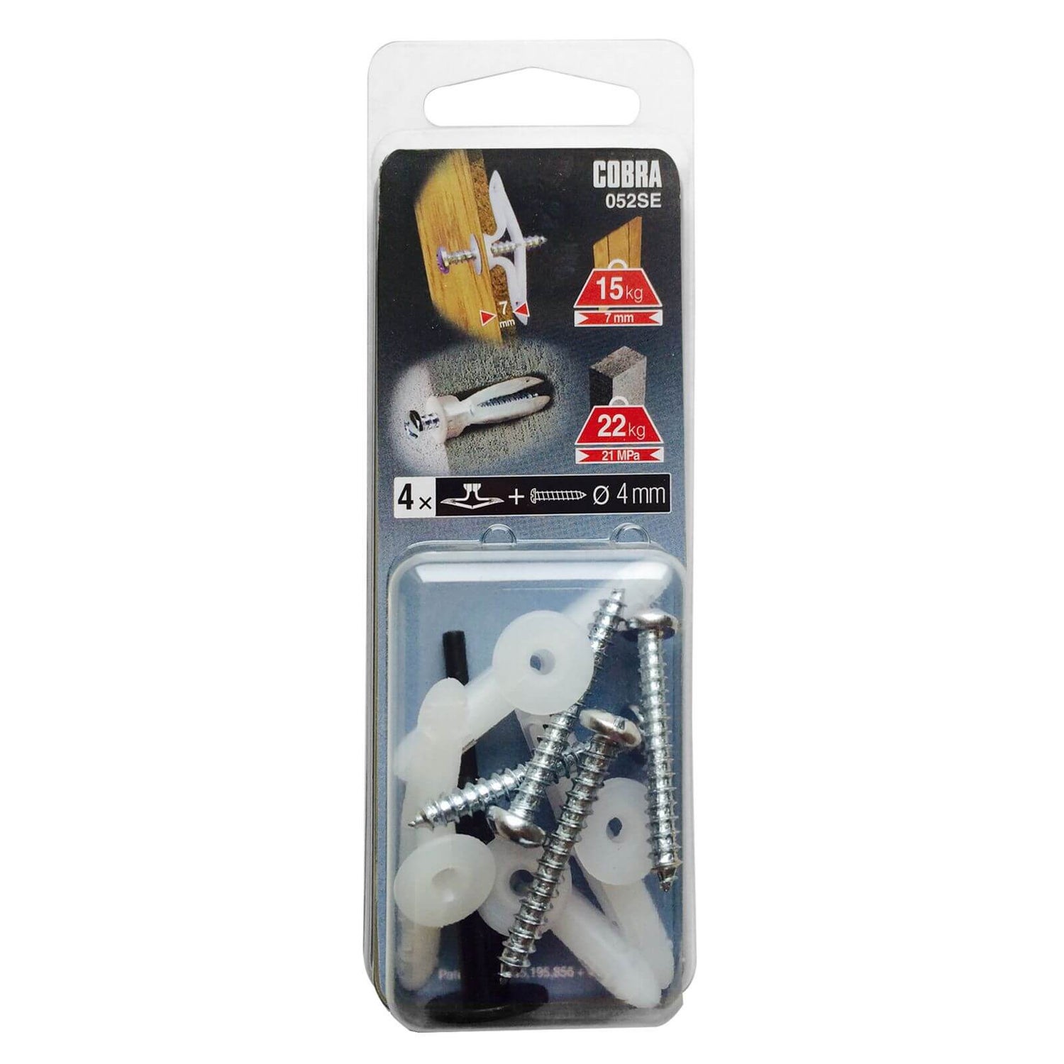 Cobra Nylon Toggle Hollow Door & Masonry Wall Fixings x 4 052SE