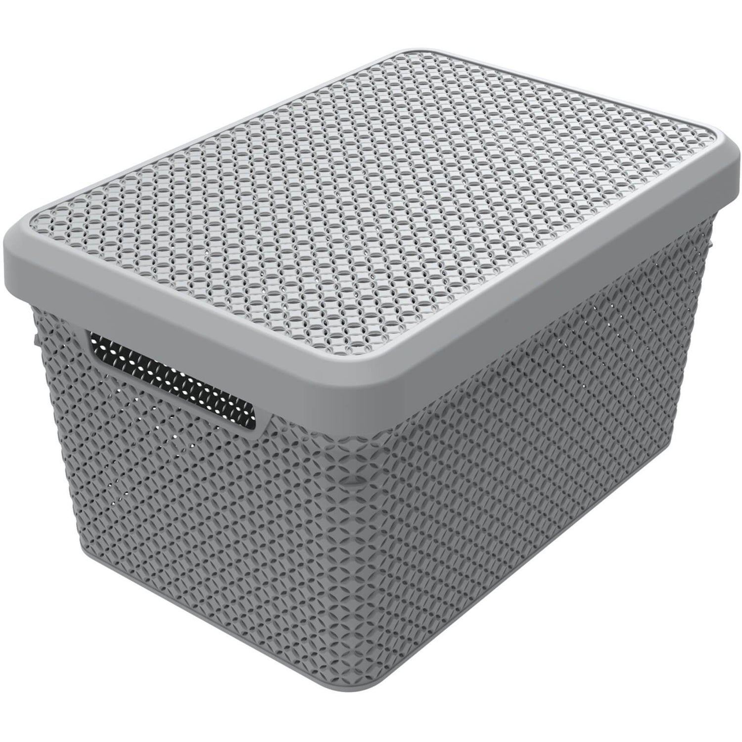 Ezy Storage Mode 17L Storage Basket with Lid Grey Homebase