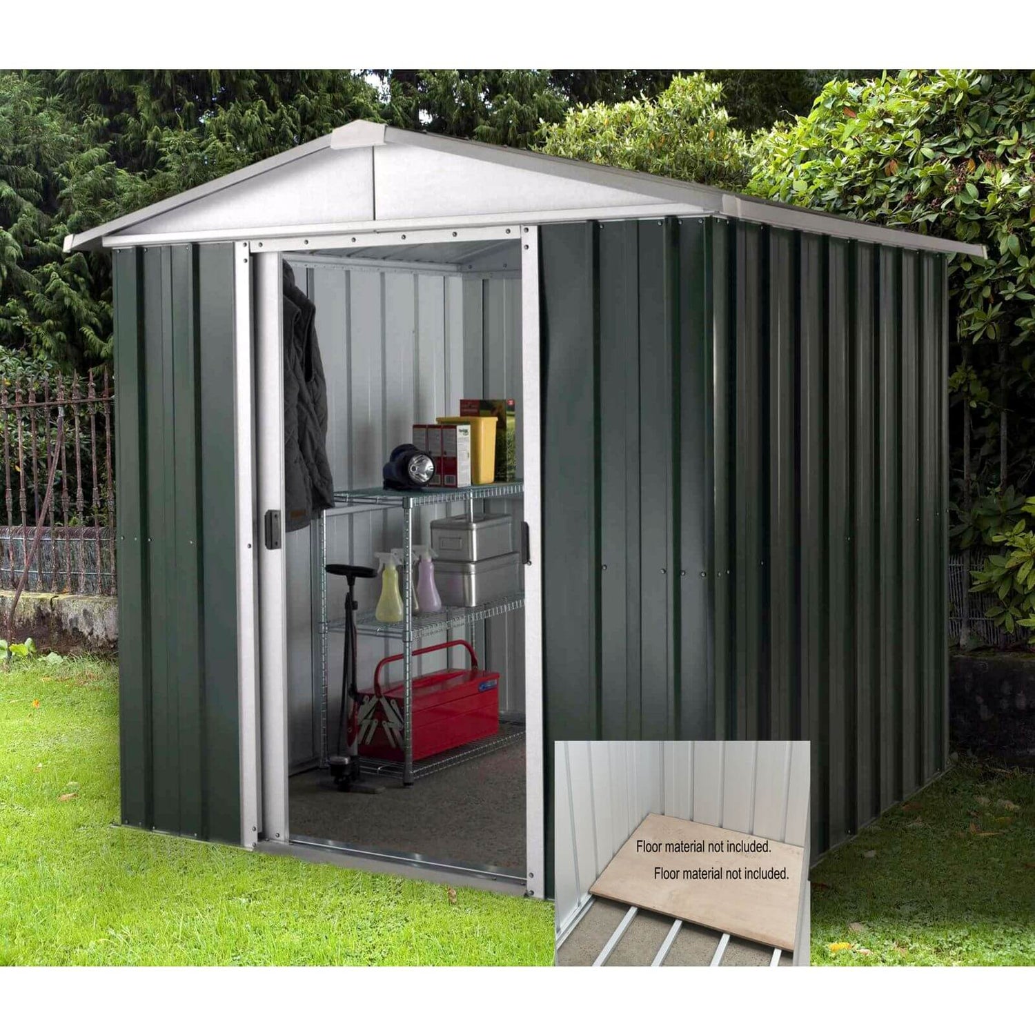 6x5ft Yardmaster Hercules Deluxe Apex Metal Shed With Floor Frame ...