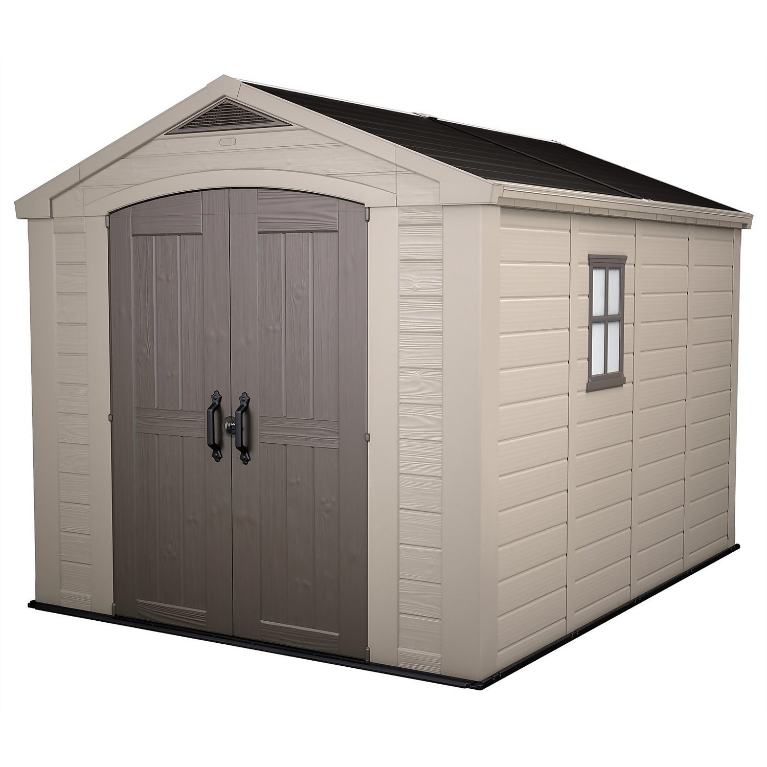 Keter Factor 8x11ft Outdoor Plastic Garden Storage Shed Beige/Brown
