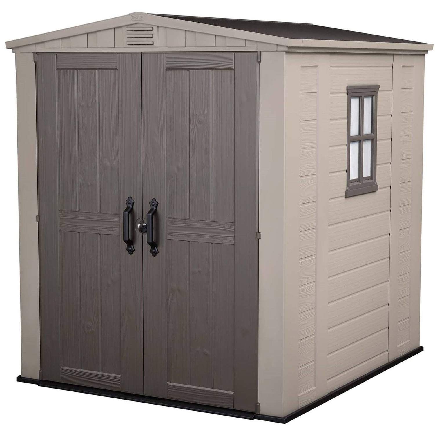 Keter Factor 6x6ft Outdoor Plastic Garden Storage Shed Beige/Brown