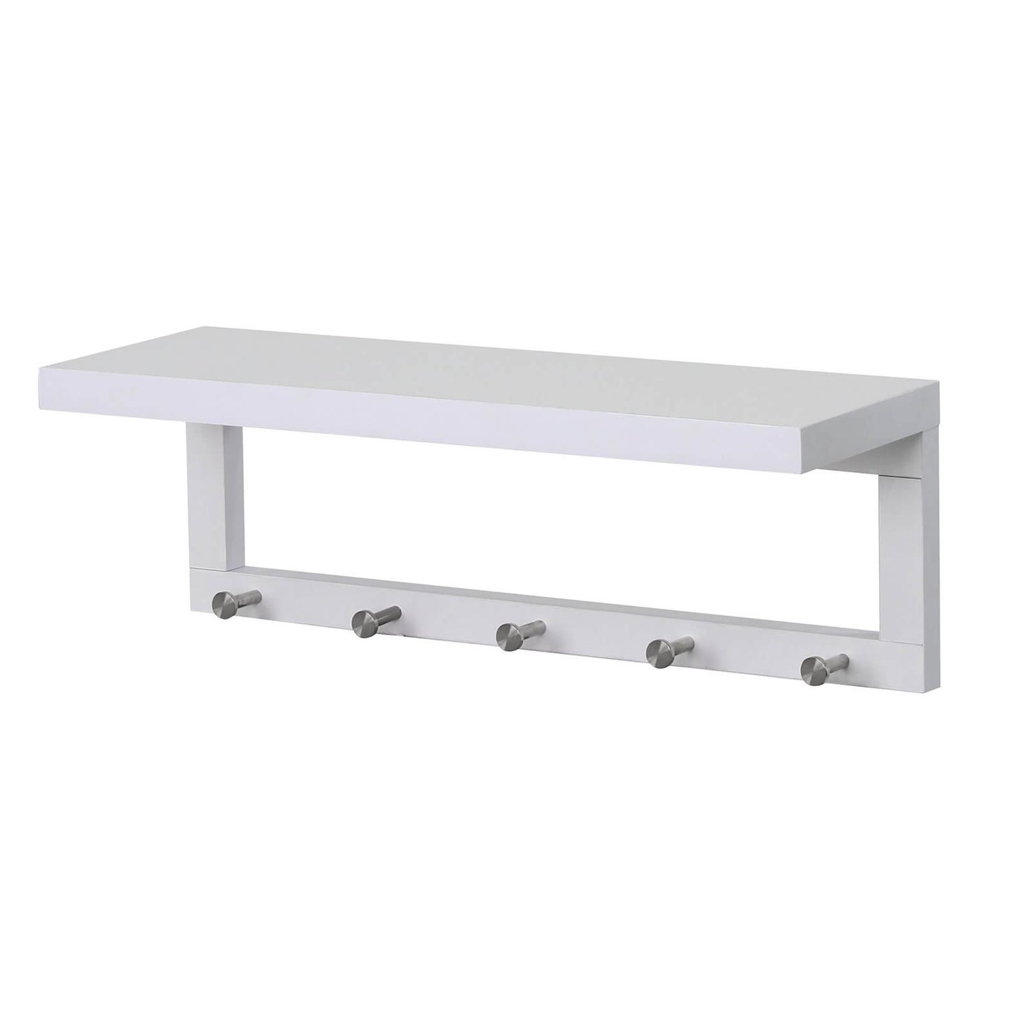 Coat Shelf with Hooks White Homebase