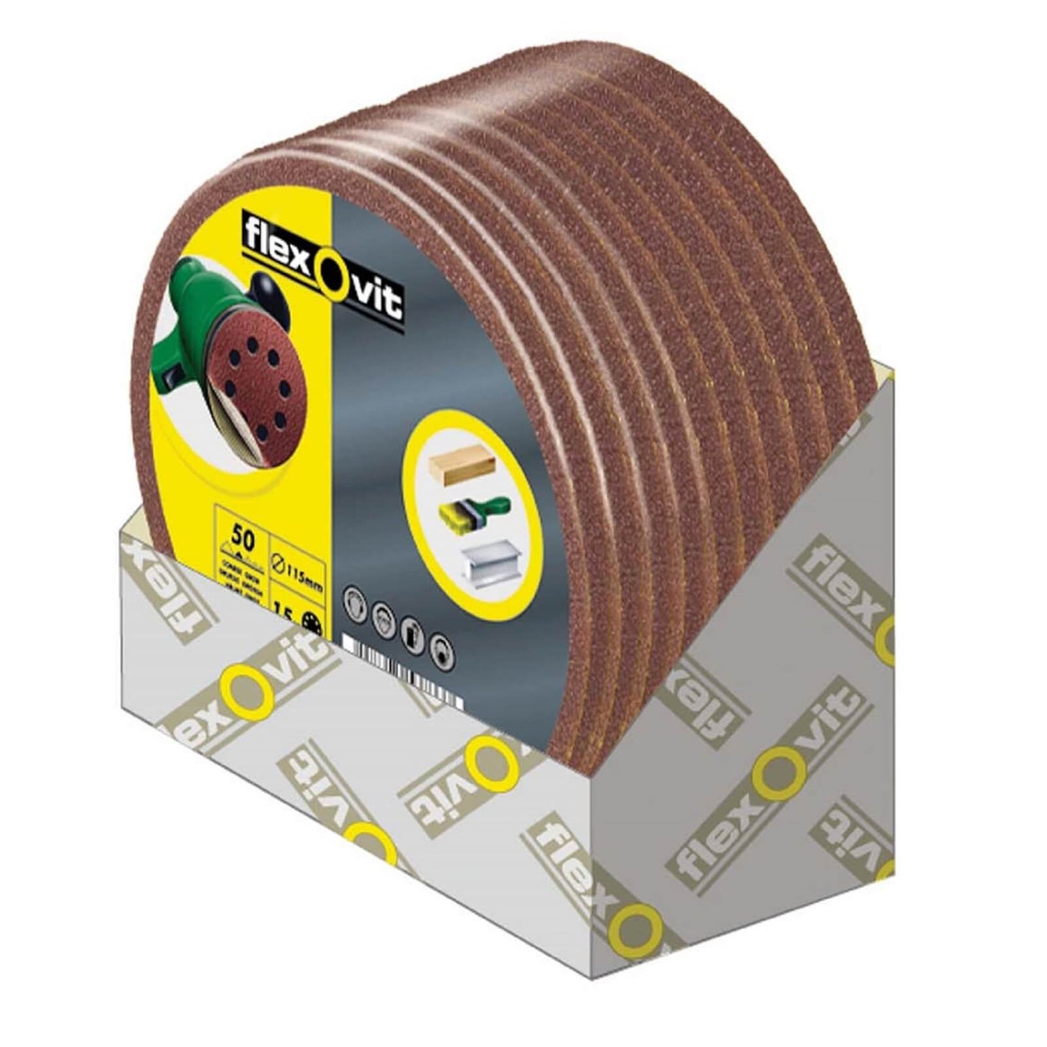 Flexovit Circular Sanding Discs 125mm 80 Grit Medium 15 Pack