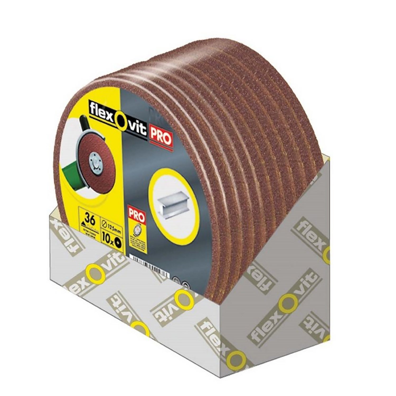 Flexovit Fibre Sanding Discs 115mm 36 Grit Coarse 10 Pack