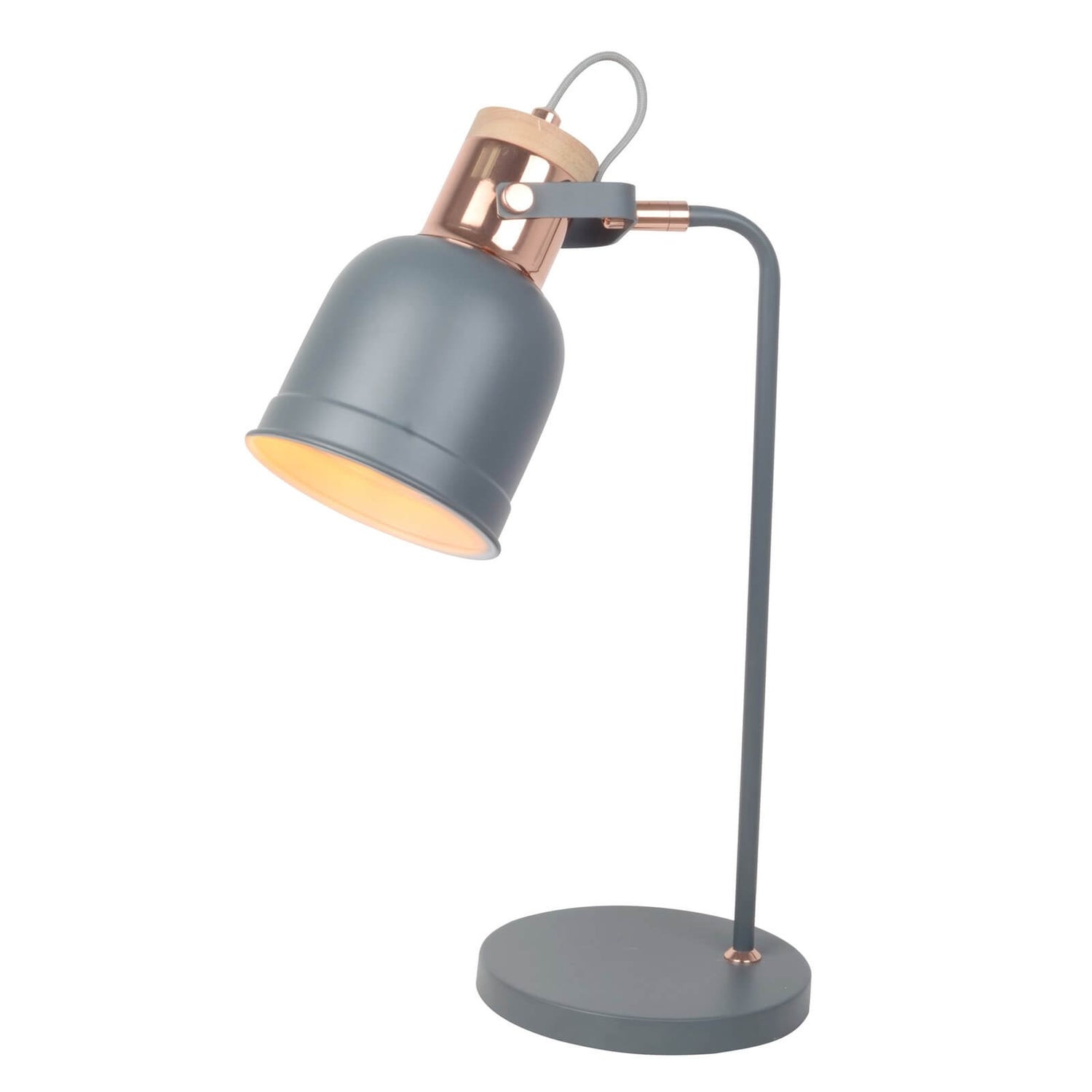Barham Table Lamp Matt Grey and Copper Homebase