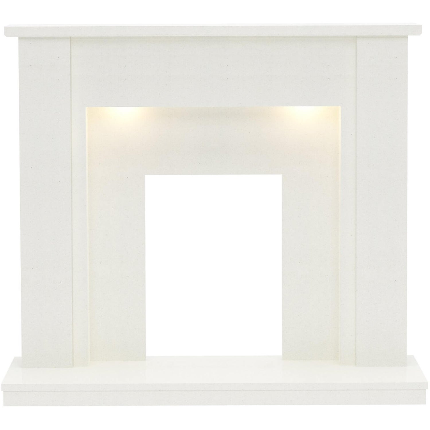 Be Modern Elda Marble Electric Fireplace Surround White with Lights