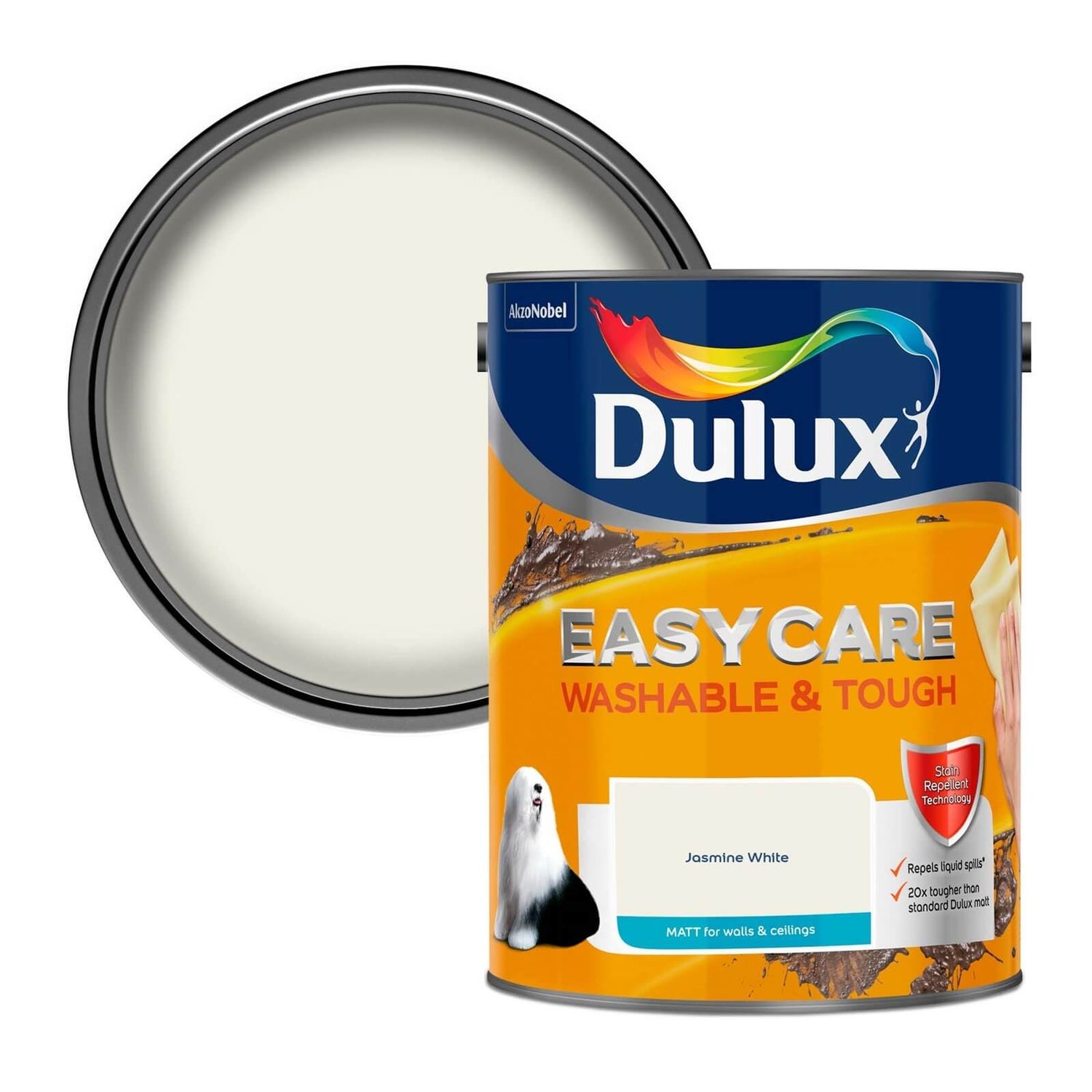 Dulux Easycare Washable & Tough Jasmine White Matt Paint 5L Homebase