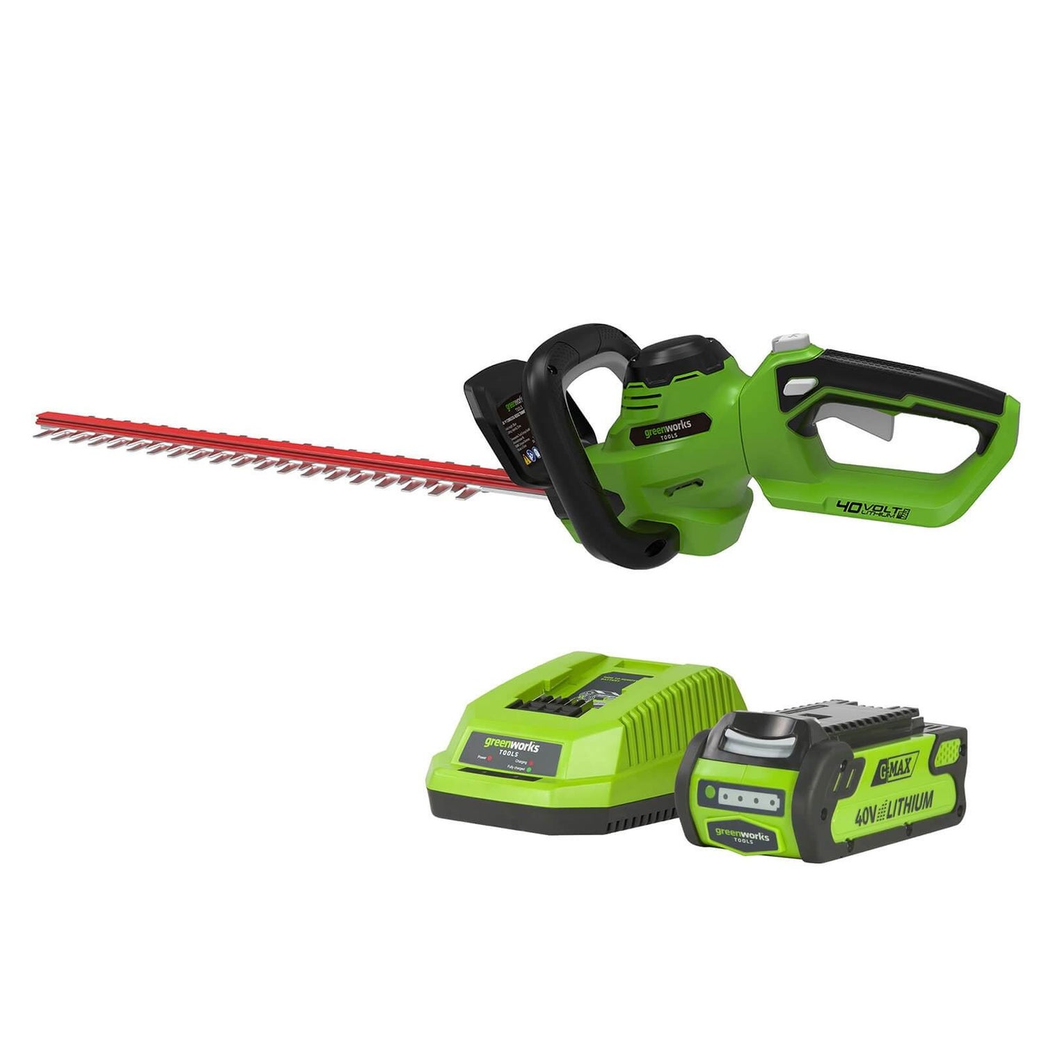 Greenworks G40HT61K2A 40V Hedge Trimmer with 2Ah Battery and Charger Homebase