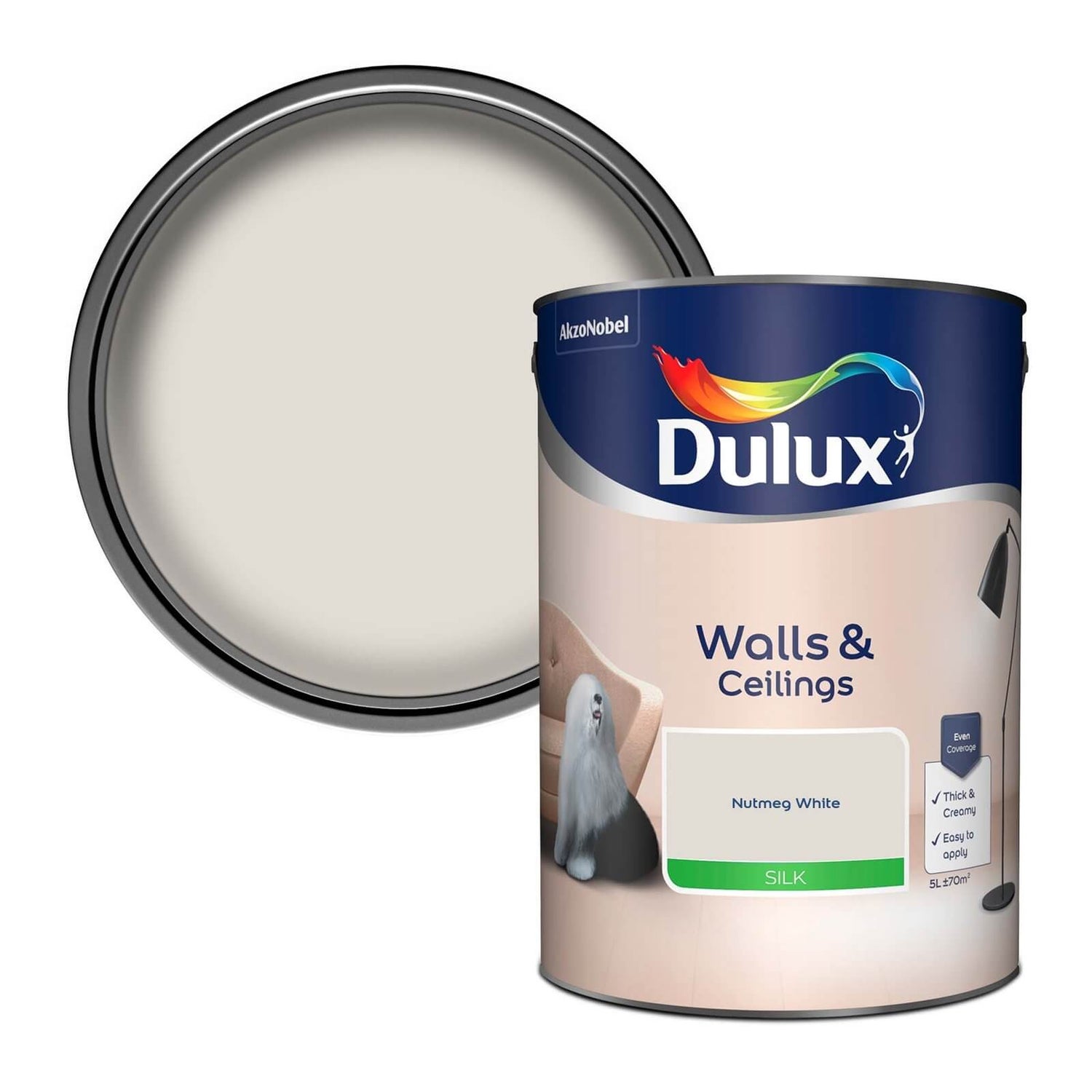 Dulux Natural Hints Nutmeg White Silk Emulsion Paint 5L Homebase