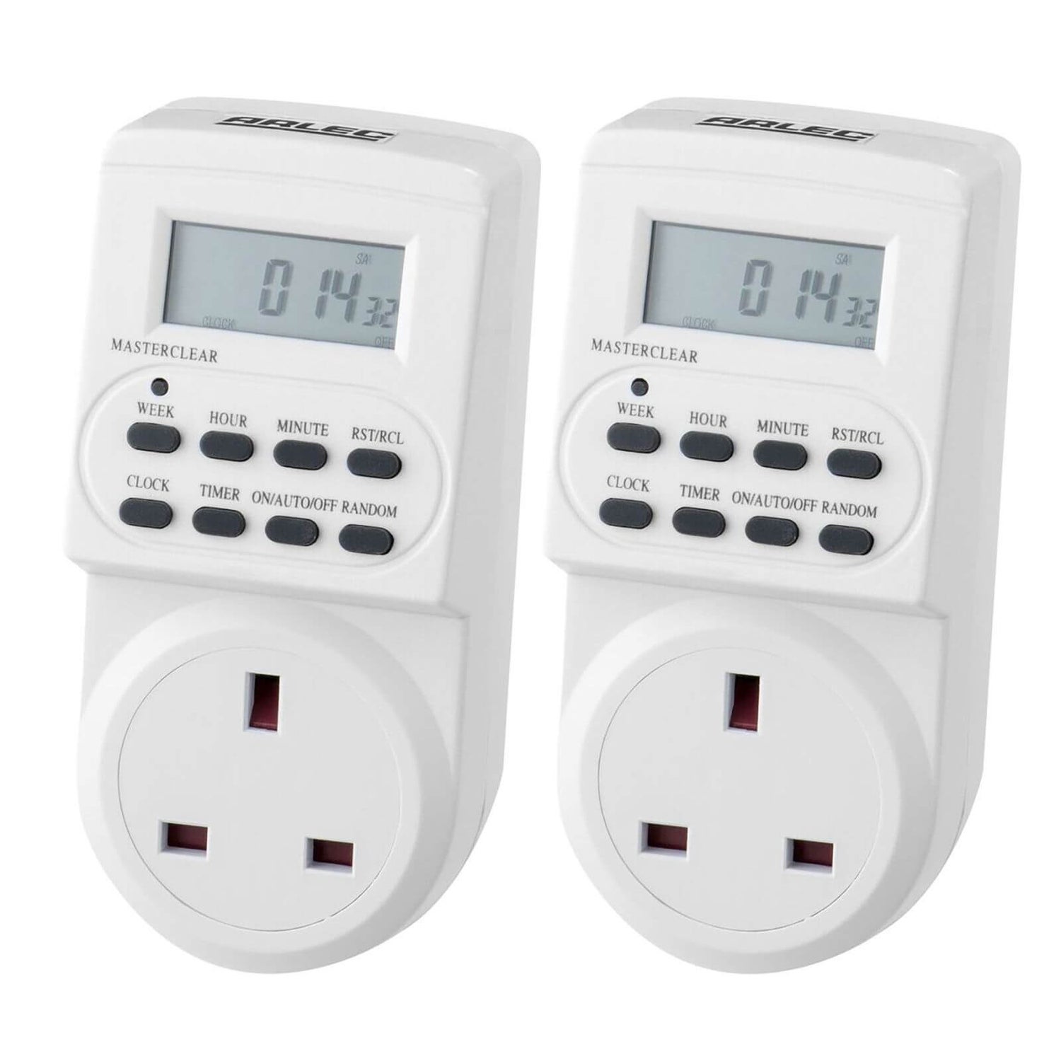 Arlec Weekly Digital Timer Socket White 2 Pack Homebase