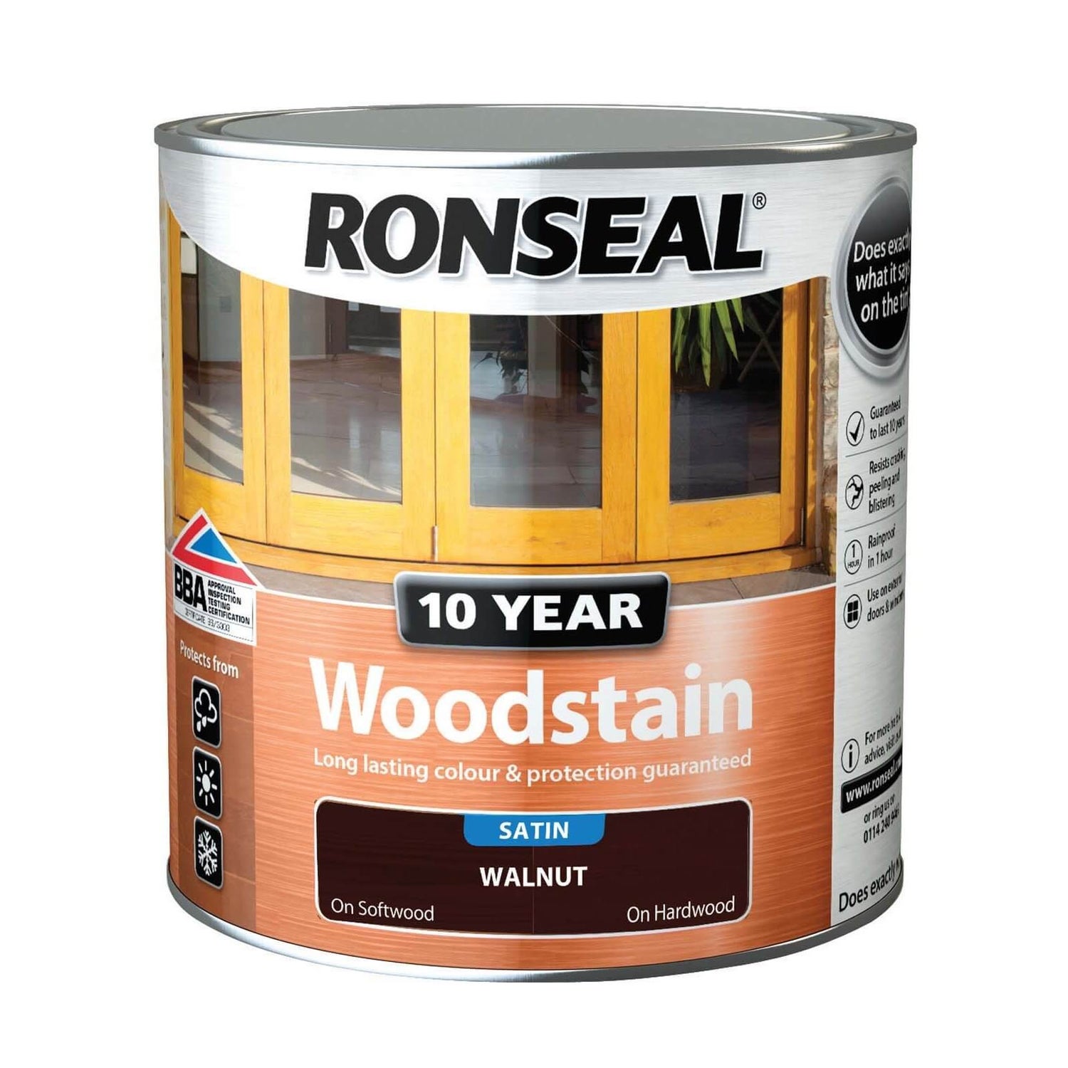 Ronseal 10 Year Woodstain Satin Walnut 2.5L Homebase