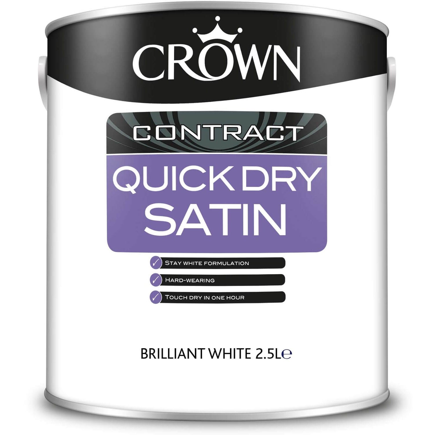 Crown Contract Quick Dry Satin Brilliant White Paint 2.5L Homebase