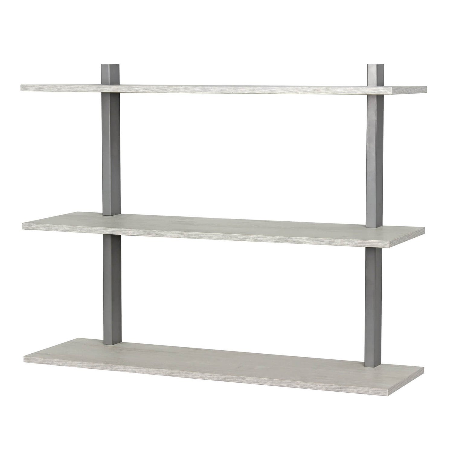 3 Tier Shelf Kit White Oak & Nickel Bracket Homebase