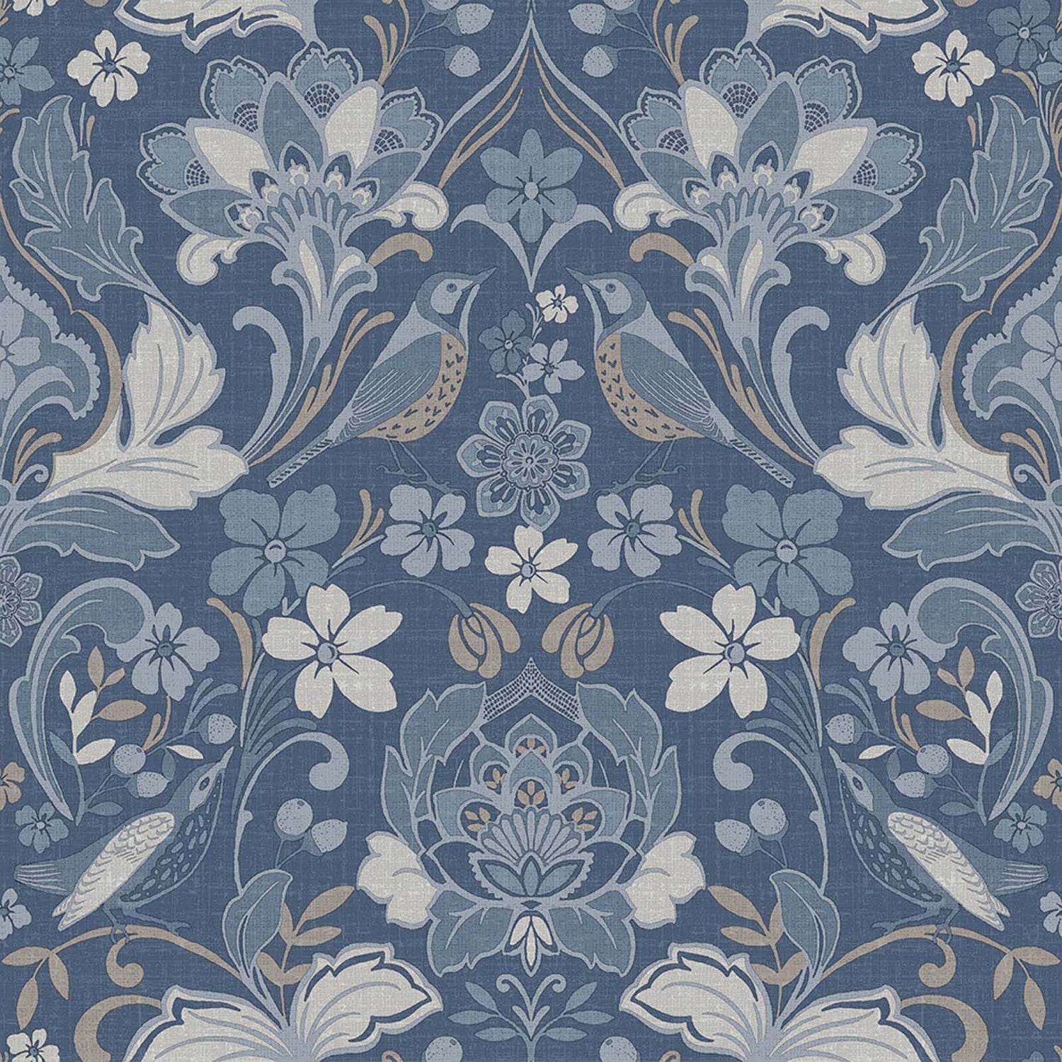 Arthouse Folk Floral Smooth Blue Wallpaper | Homebase