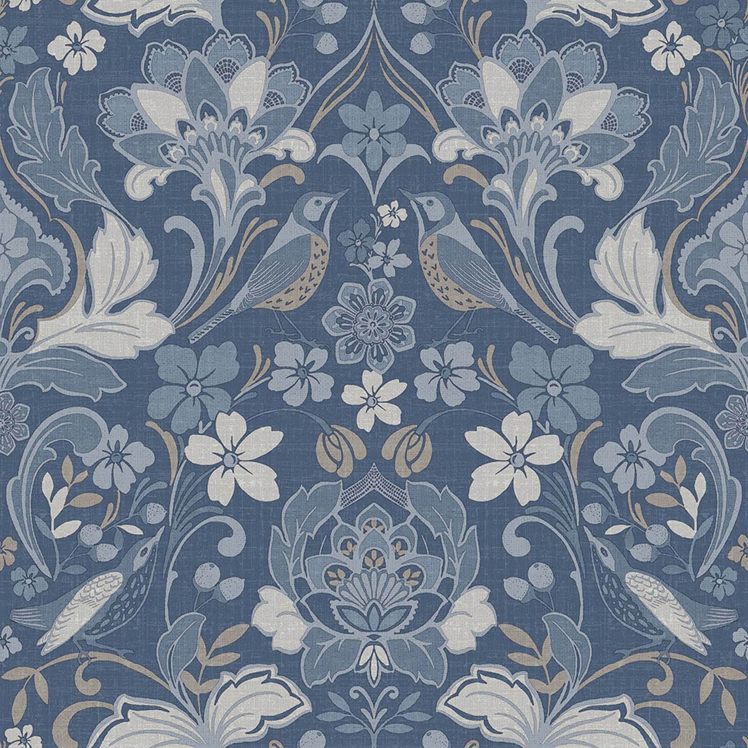Arthouse Folk Floral Smooth Blue Wallpaper Homebase