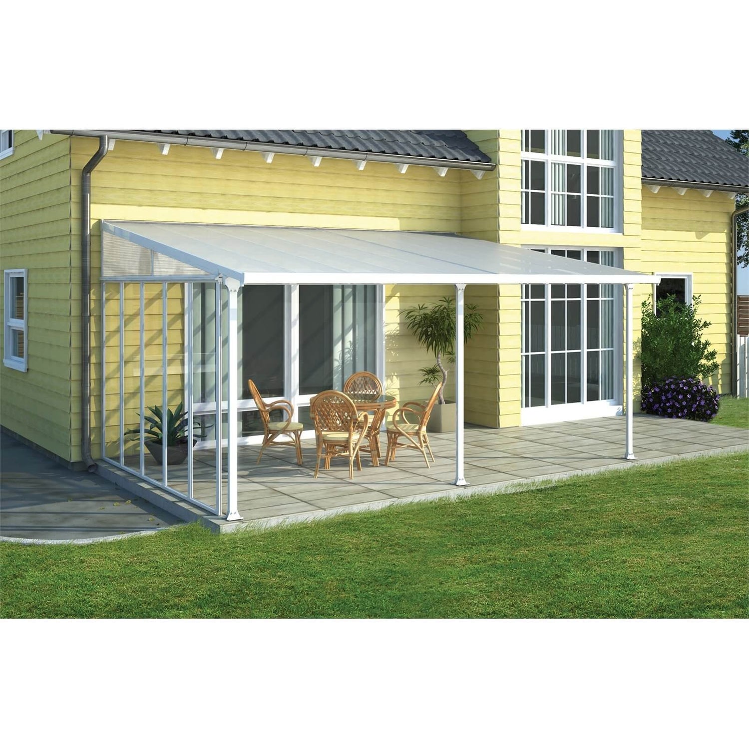 Palram Patio Cover 4 Side Wall Awning White Homebase