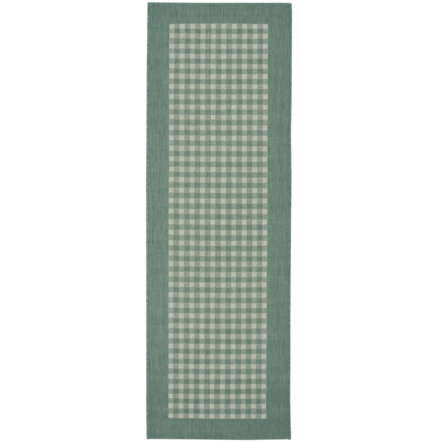 County Gingham Duckegg Rug 67 x 200cm Homebase