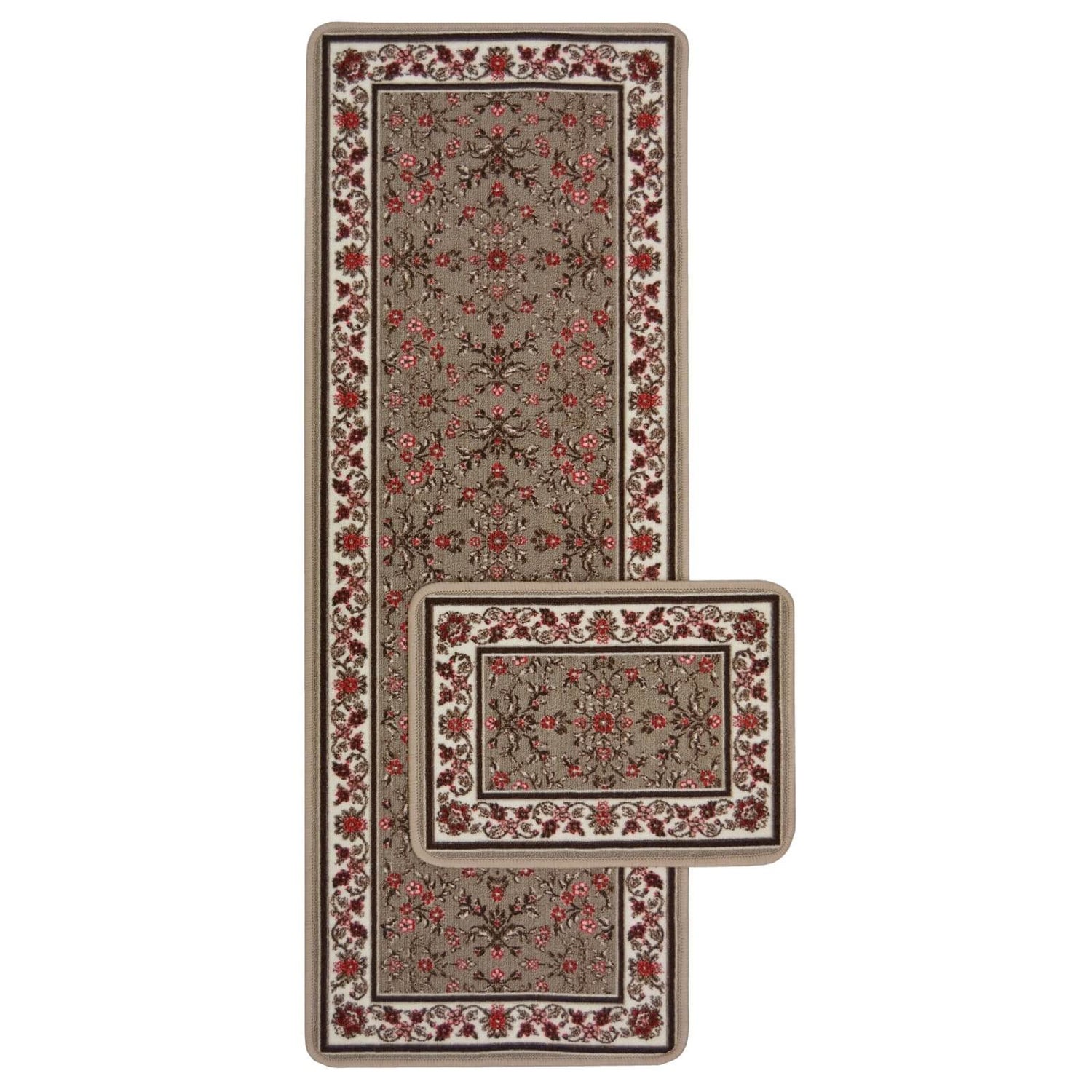 Traditional Runner Pack Taupe Rug 57 x 100cm Homebase