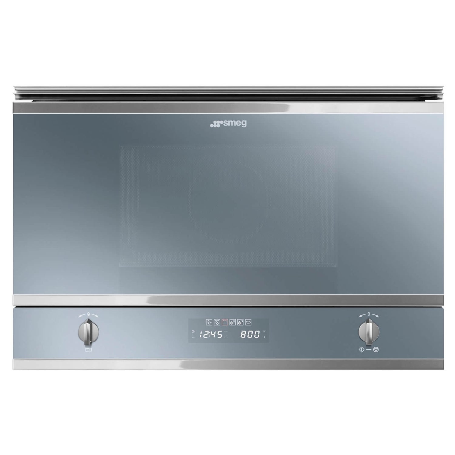 Smeg MP422S Cucina Silver Glass Microwave Oven with Grill and side opening door 320mm depth