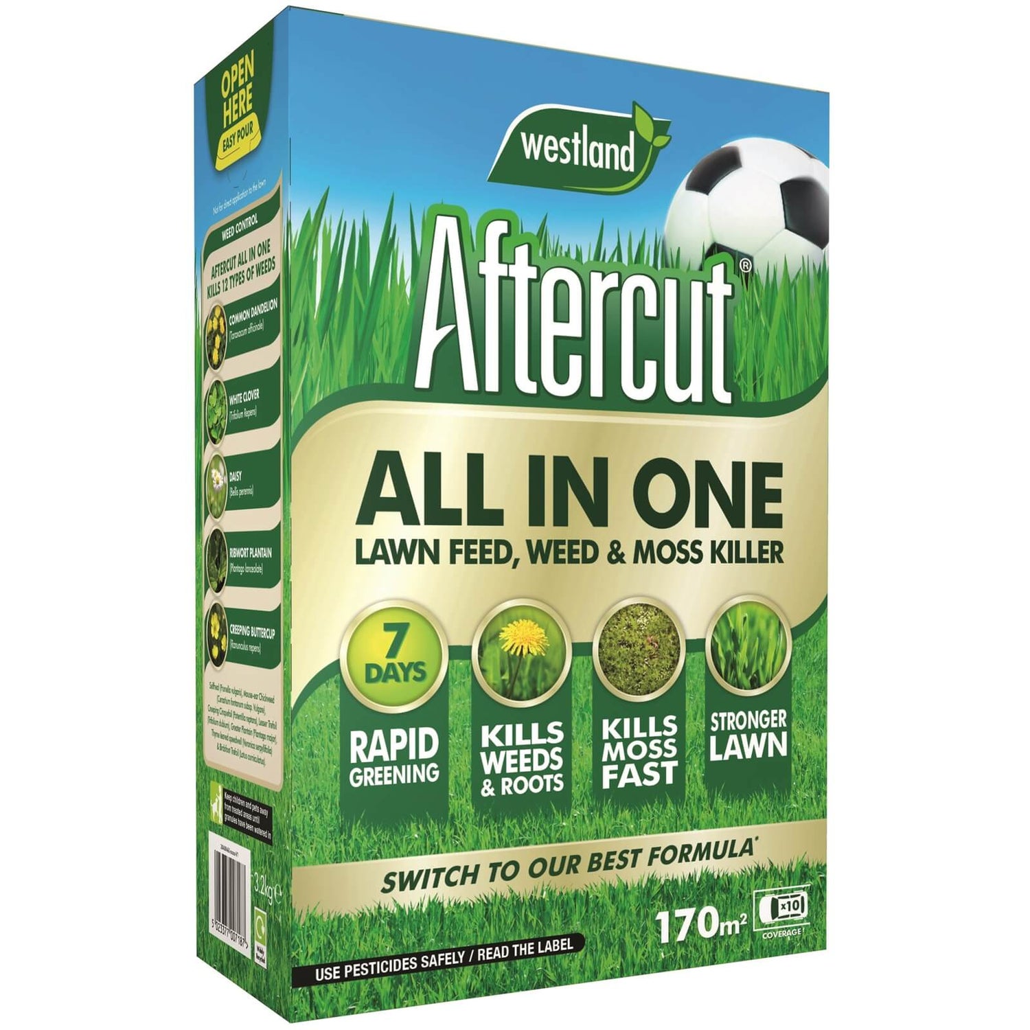 Aftercut All In One Lawn Feed, Weed and Moss Killer 170m2 Homebase